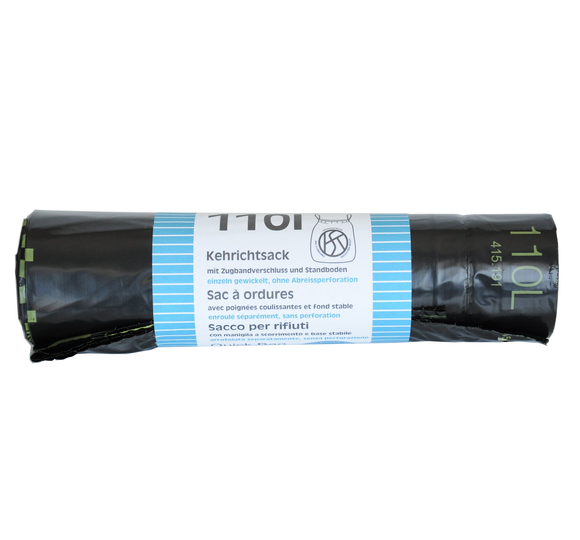 Flexiplast Kehrichtsack OKS – 110 l, mit Zugband, LDPE, schwarz, 52 µm, 10 Stk