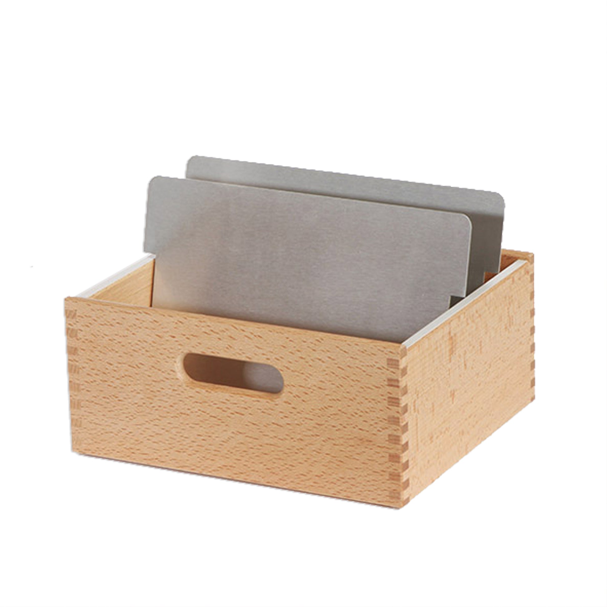 Flück Karteikasten – für A5 quer – mit 2 Aluminiumschwingplatten, Holz (Buche)