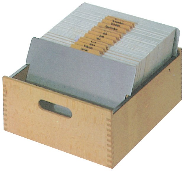Flück Karteikasten – für C5 quer – mit 2 Alu-Schwingplatten, Buchenholz, 250 × 115 × 295 mm