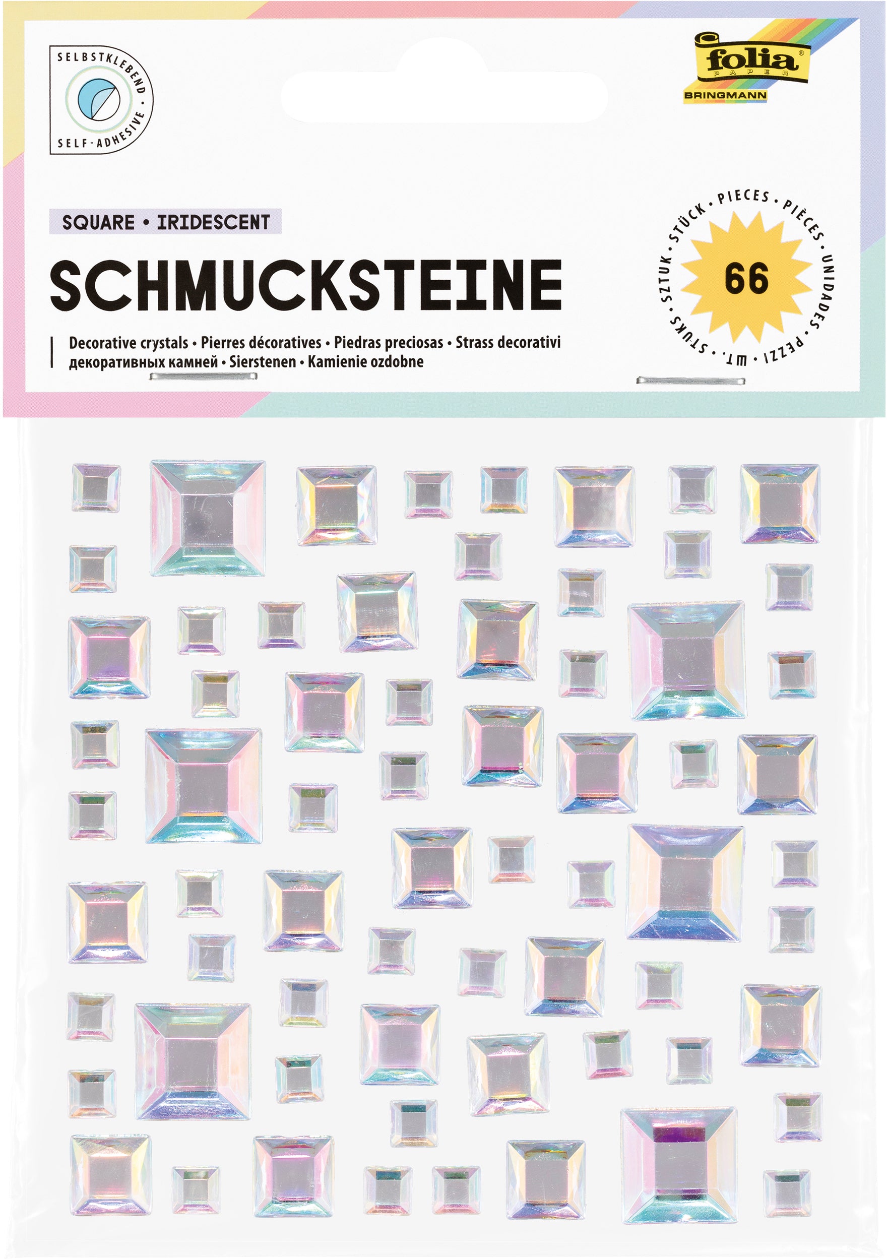 Folia Schmucksteine 12316, quadratisch irisierend, 115 mm × 145 mm × 1 mm