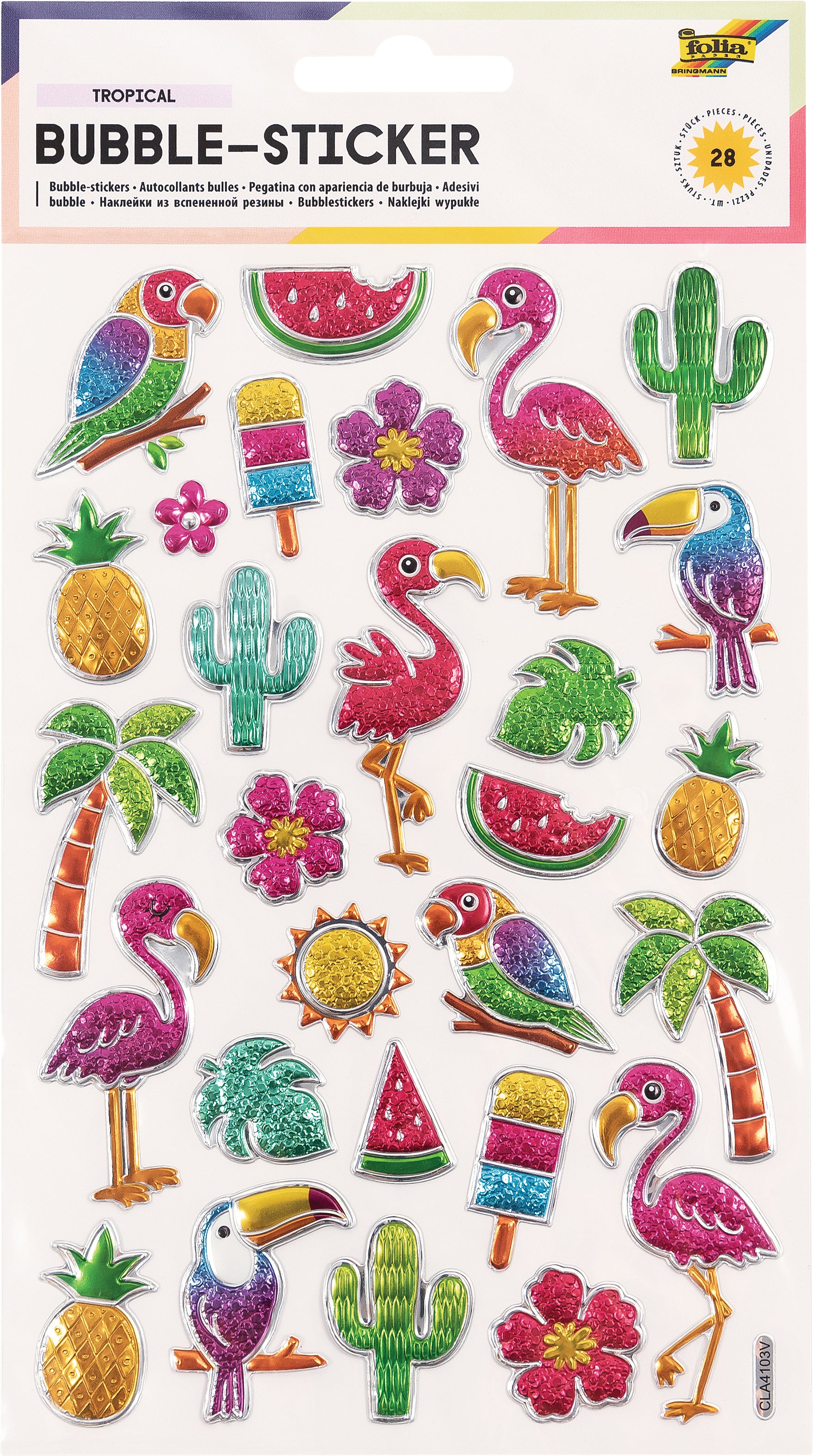 Folia Bubble-Sticker, Tropical, 140 × 250 mm