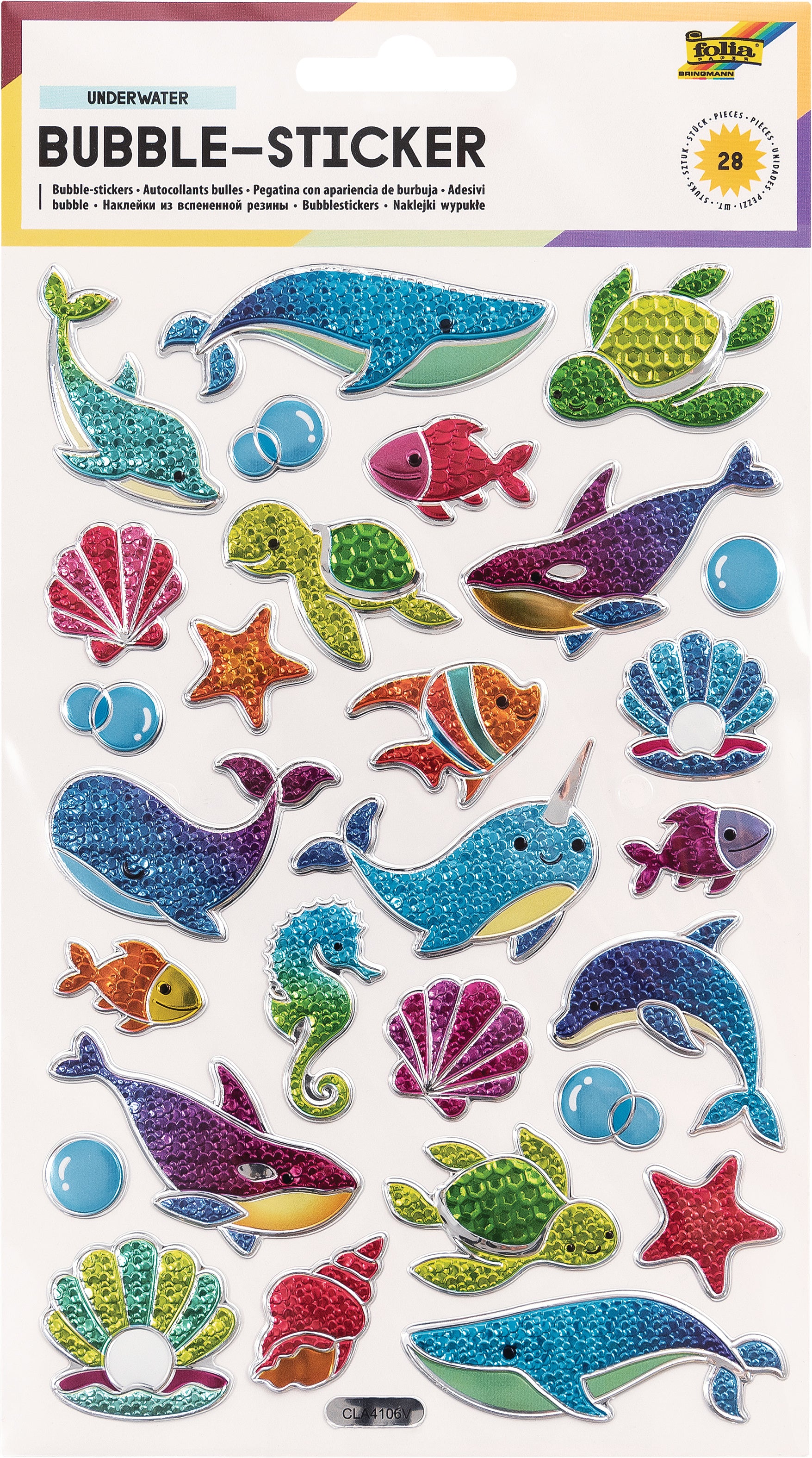 Folia Sticker, Unterwasser, Bubble-3D, 14 × 25 cm