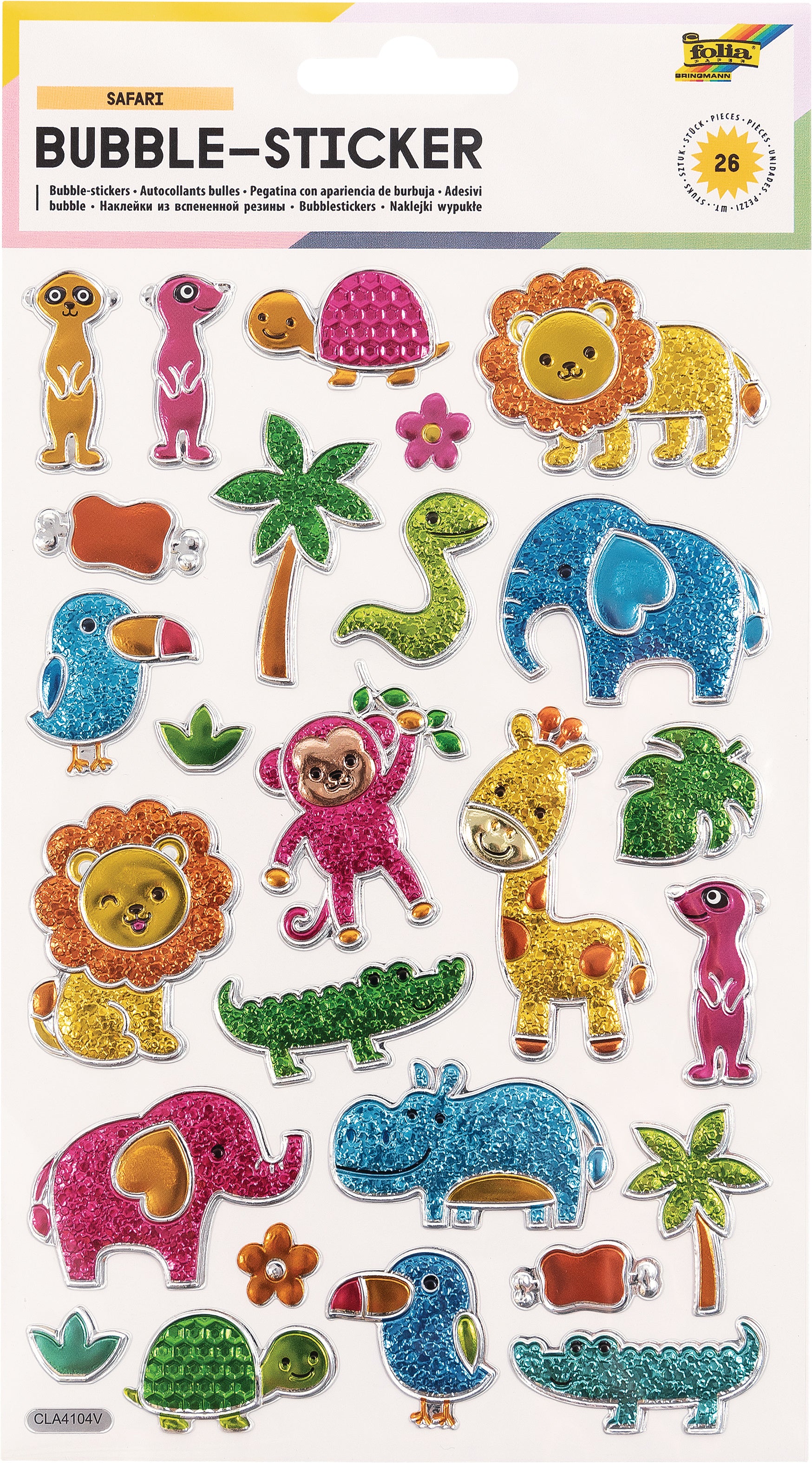 Folia Bubble-Sticker, Safari, 140 mm × 250 mm