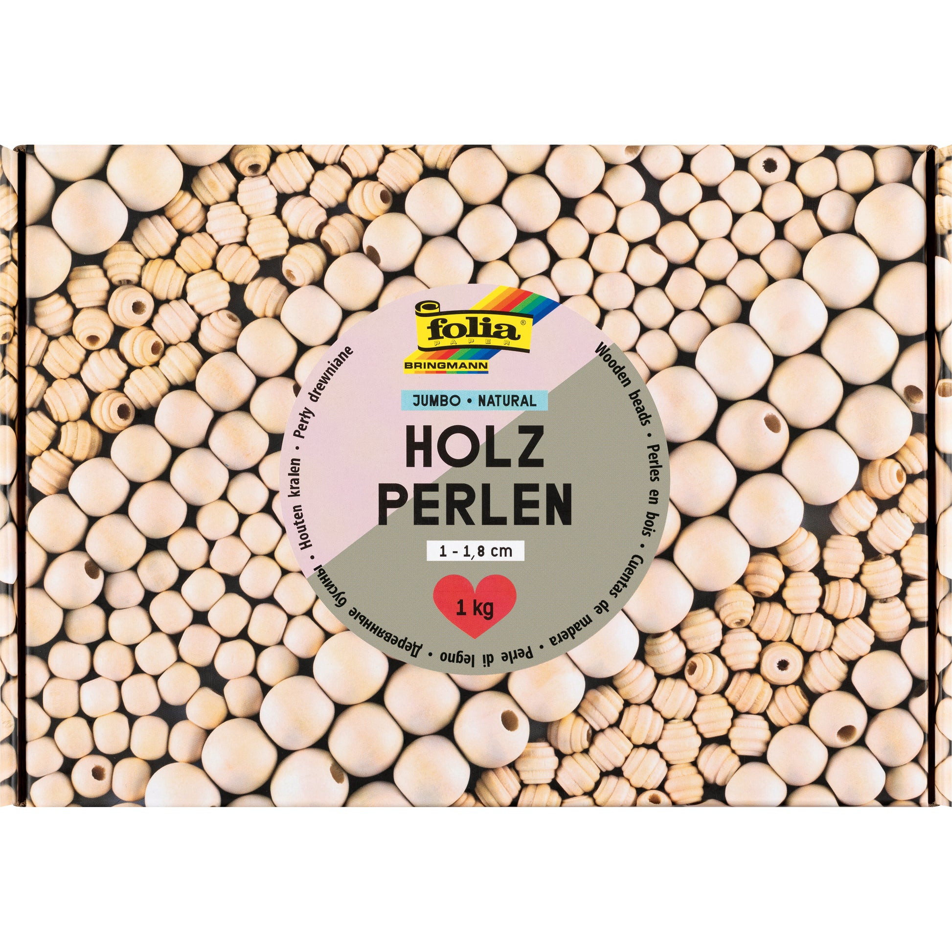 Folia Holzperlen-Mischung – Natur – Ø 10–18 mm – ca. 2200 Stk. – NATURAL