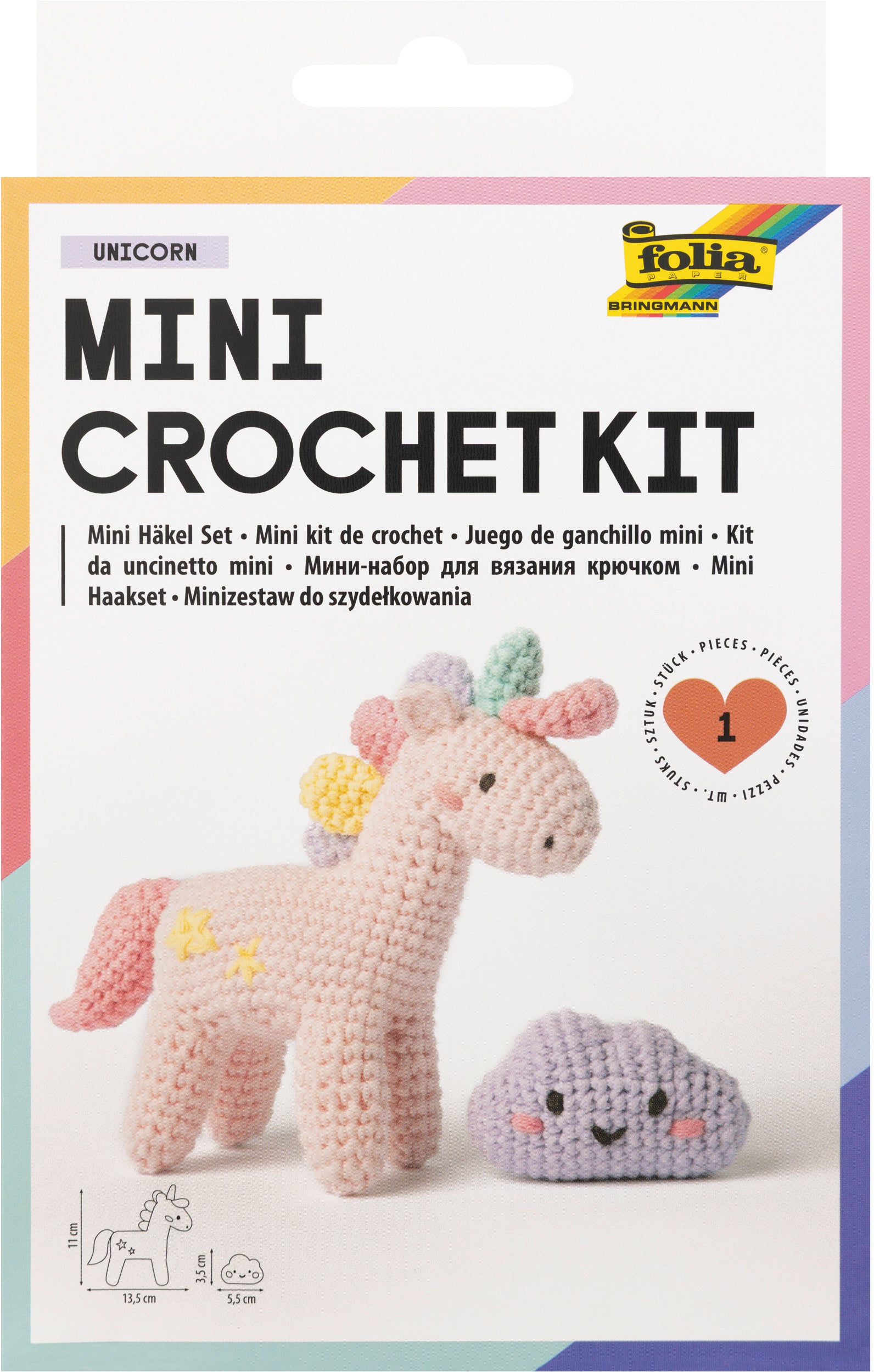 Folia Mini-Häkel-Set – Einhorn – 13,5 × 11 cm