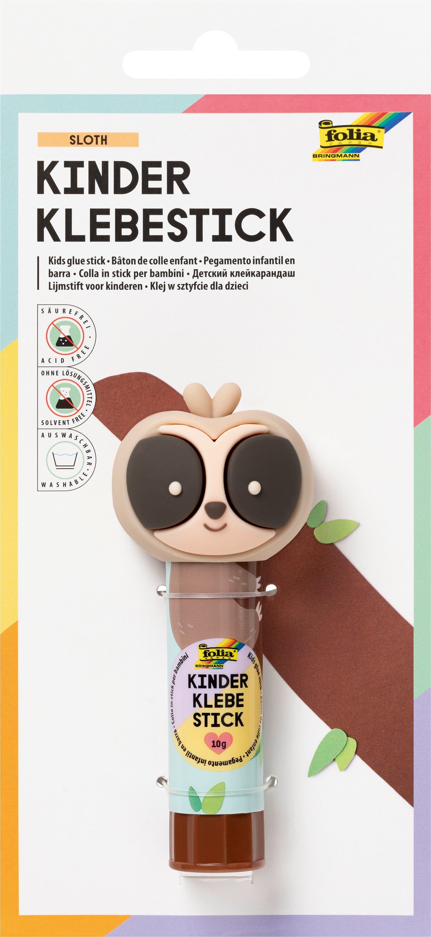Folia Klebestift KIDS Faultier – 10 g, auswaschbar, lösungsmittelfrei