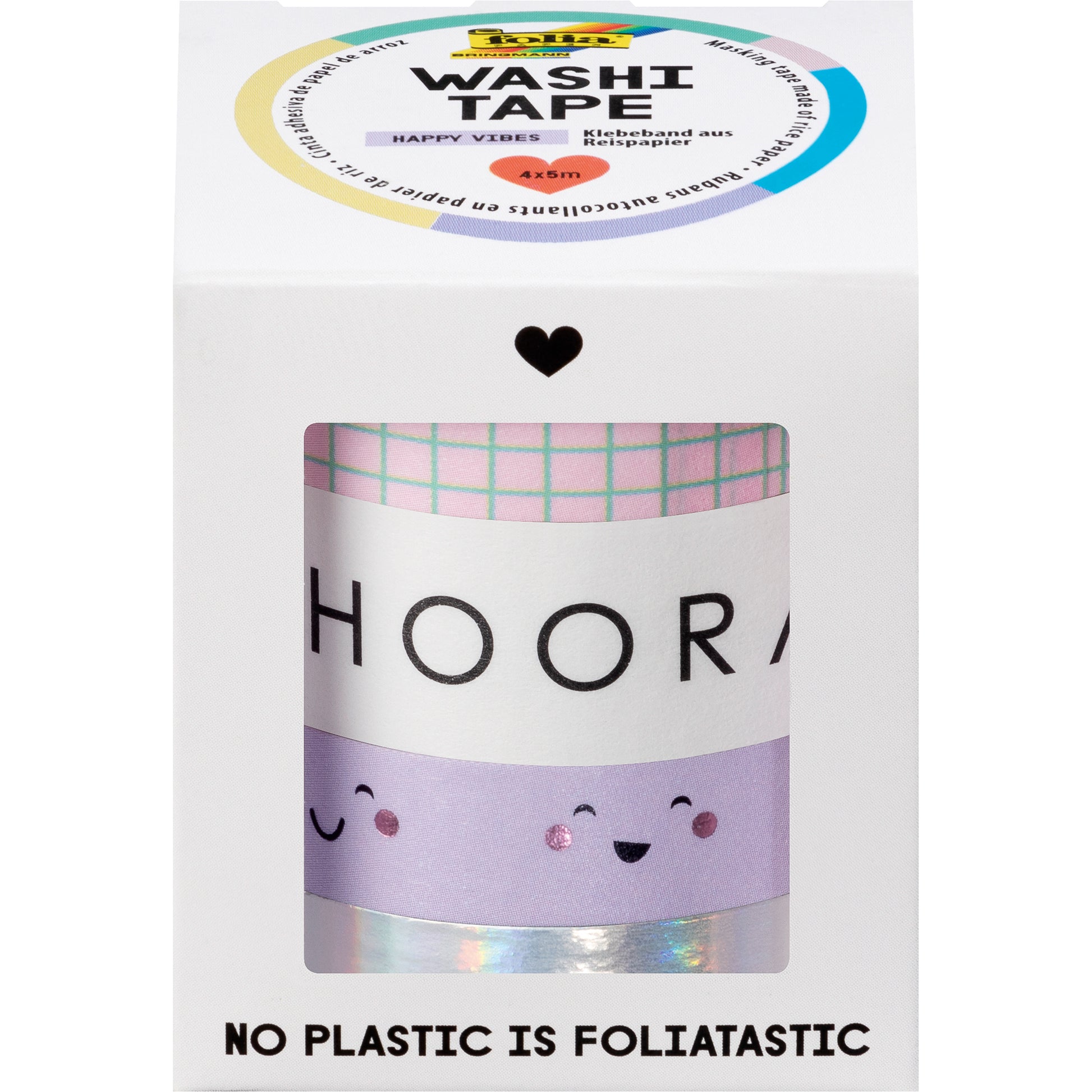 Folia Happy Vibes 26455 Washi Tape Set – mehrfarbig, Hotfoil