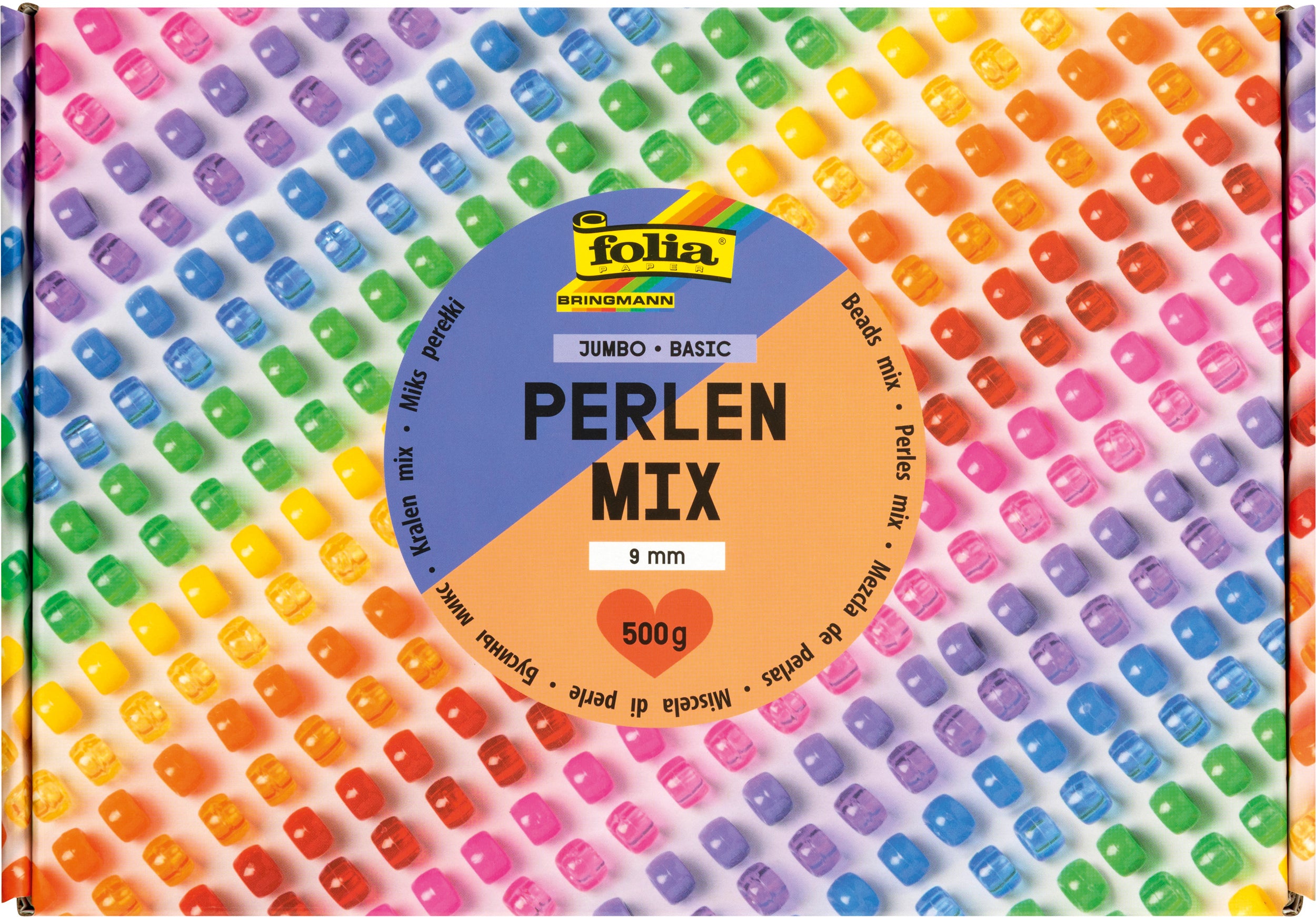 Folia Perlenmischung, Acryl – mehrfarbig – Ø 9 mm – 500 g