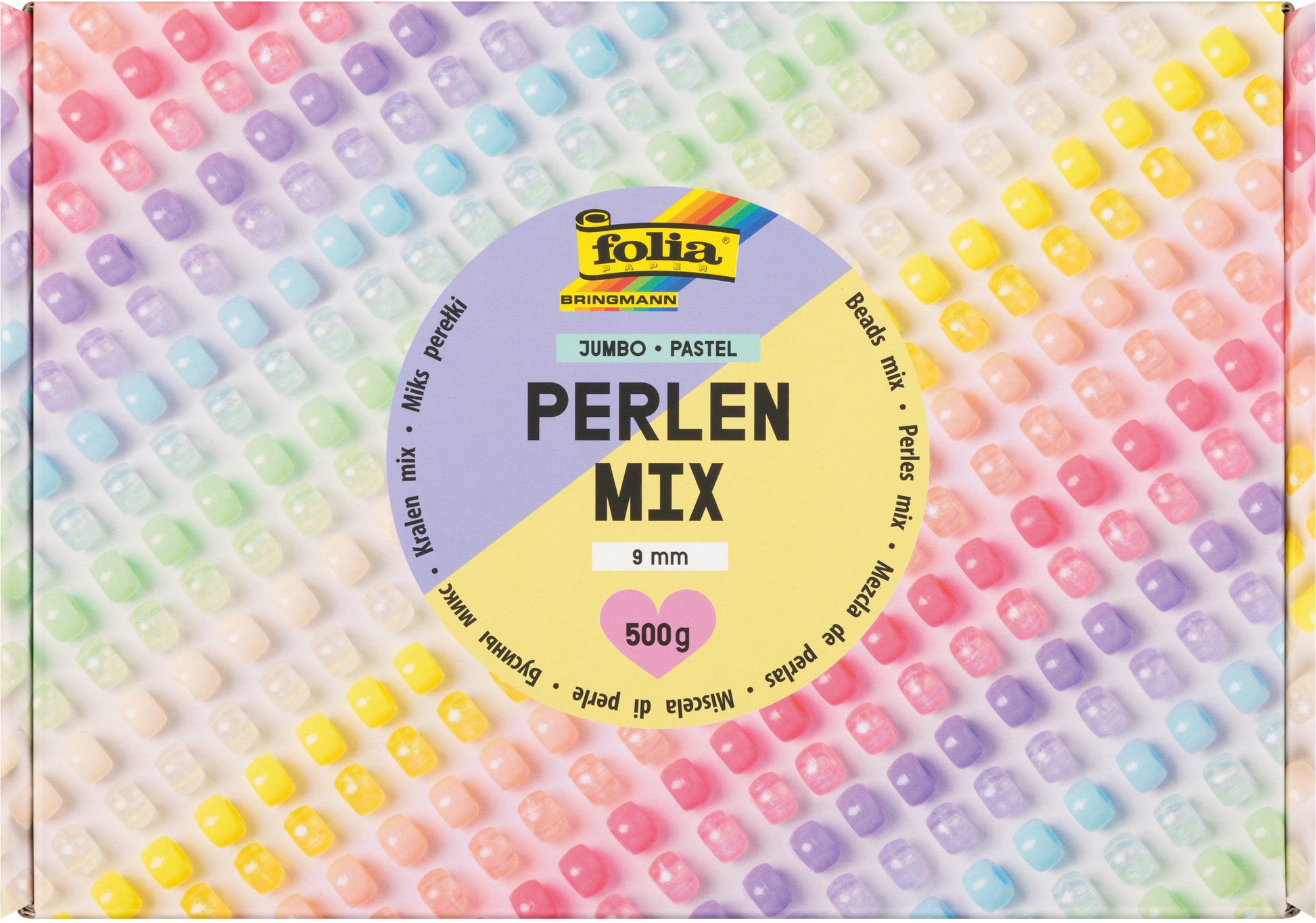 Folia Perlenmischung, Acryl – Pastell – Ø 9 mm – 500 g