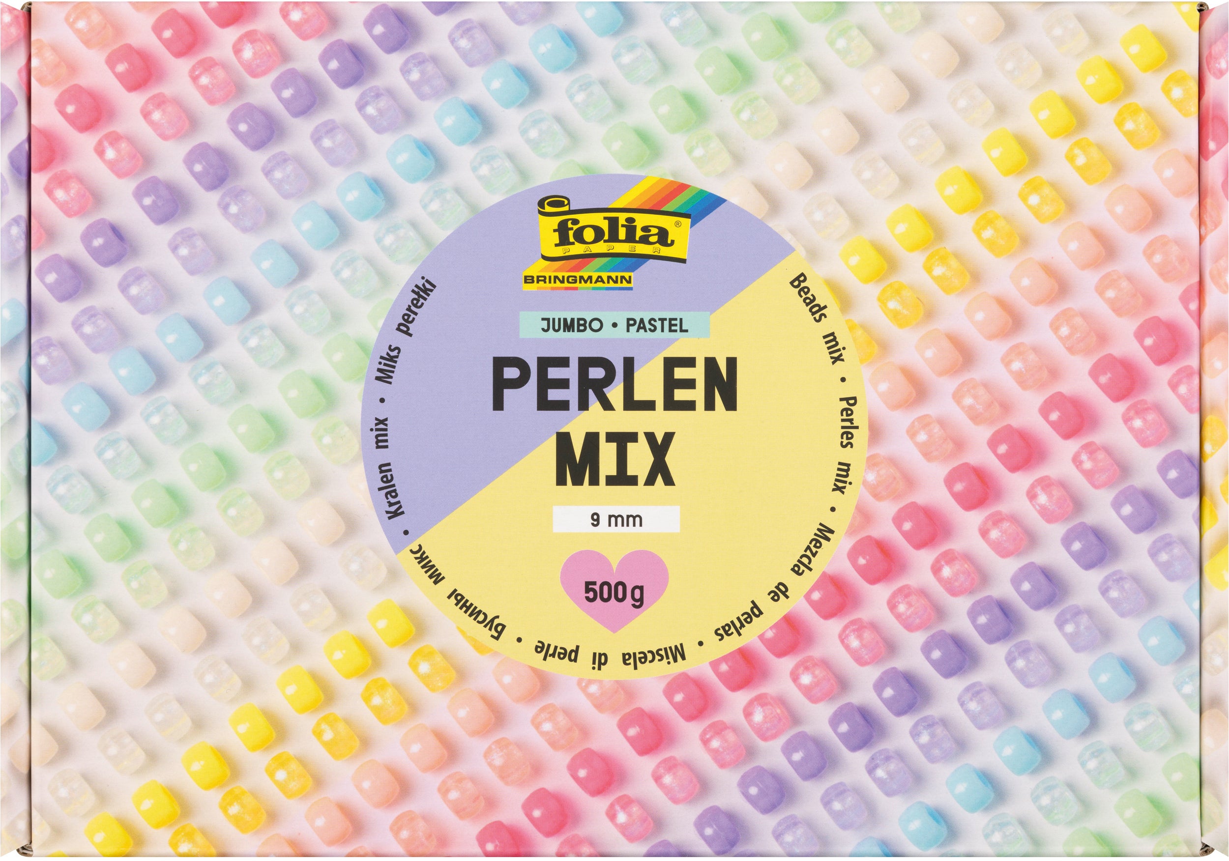 Folia Perlenmischung, Acryl – Pastell – Ø 9 mm – 500 g