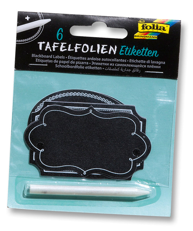 Folia Haftetiketten – rechteckig 85 × 50 mm, Tafelfolie, abwaschbar, inkl. Specksteinstift