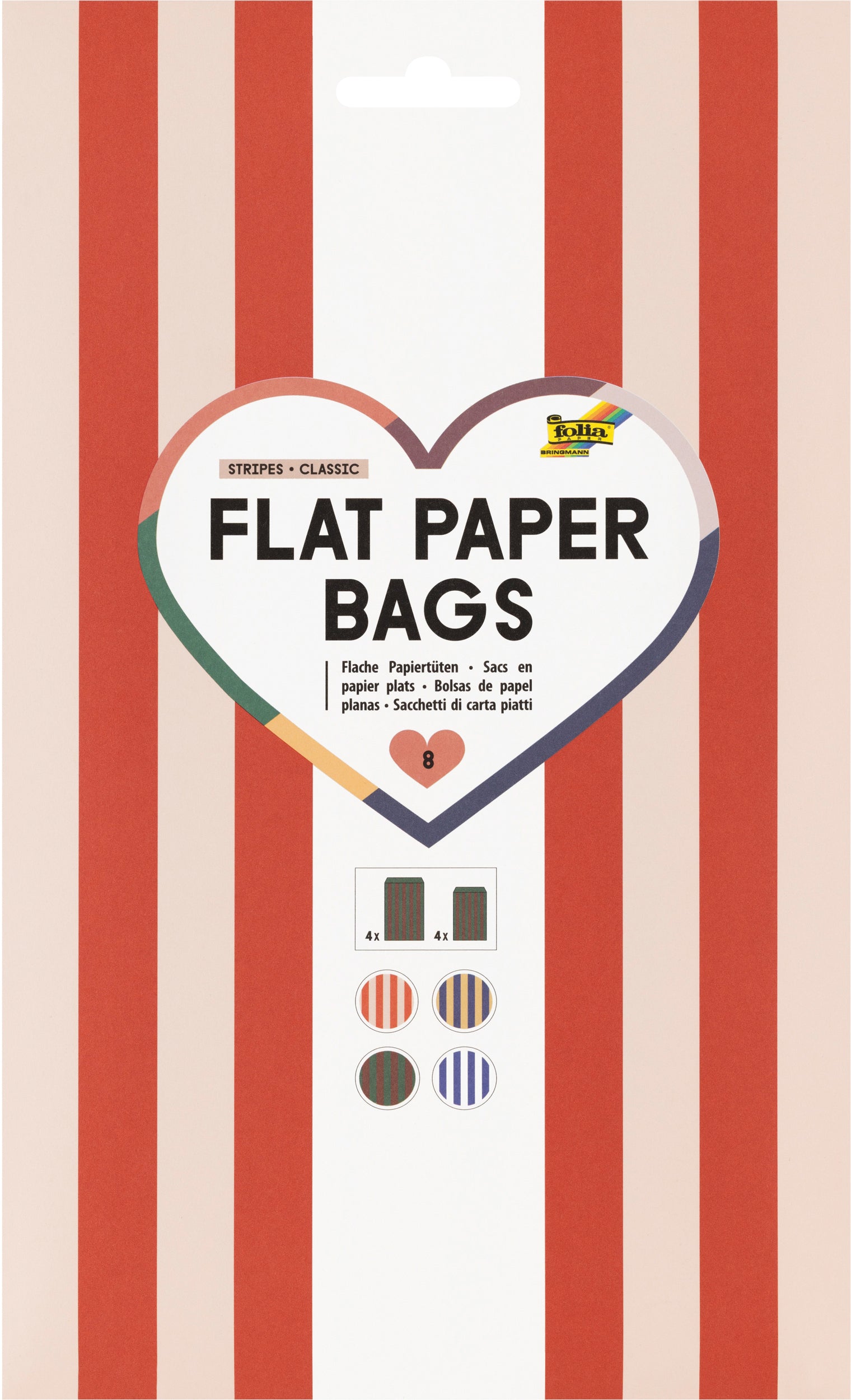 Folia Papierbeutel – Stripes Classic, assortiert, 8 Stück
