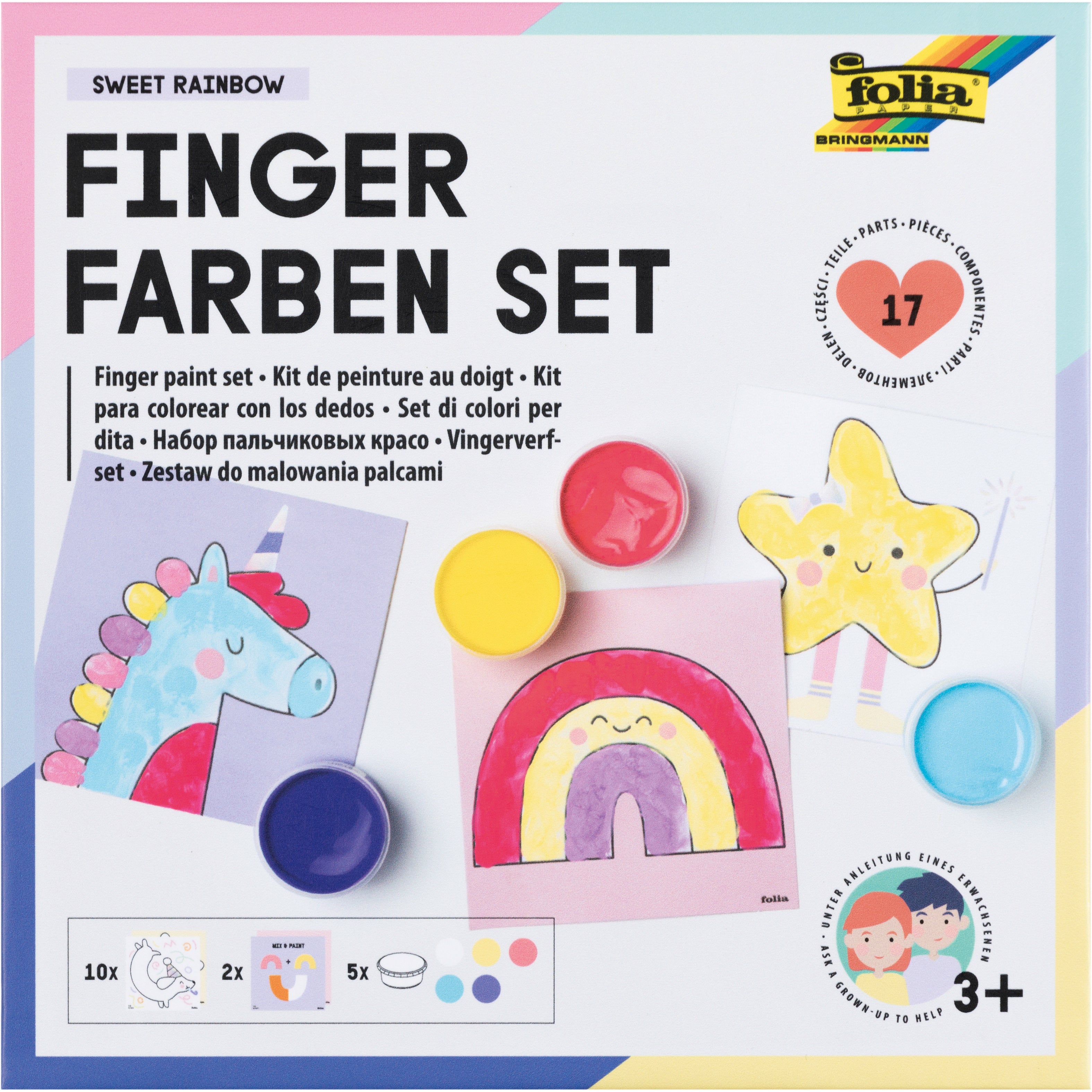 Folia Süsse Regenbogen Fingerfarben – 5 Farben
