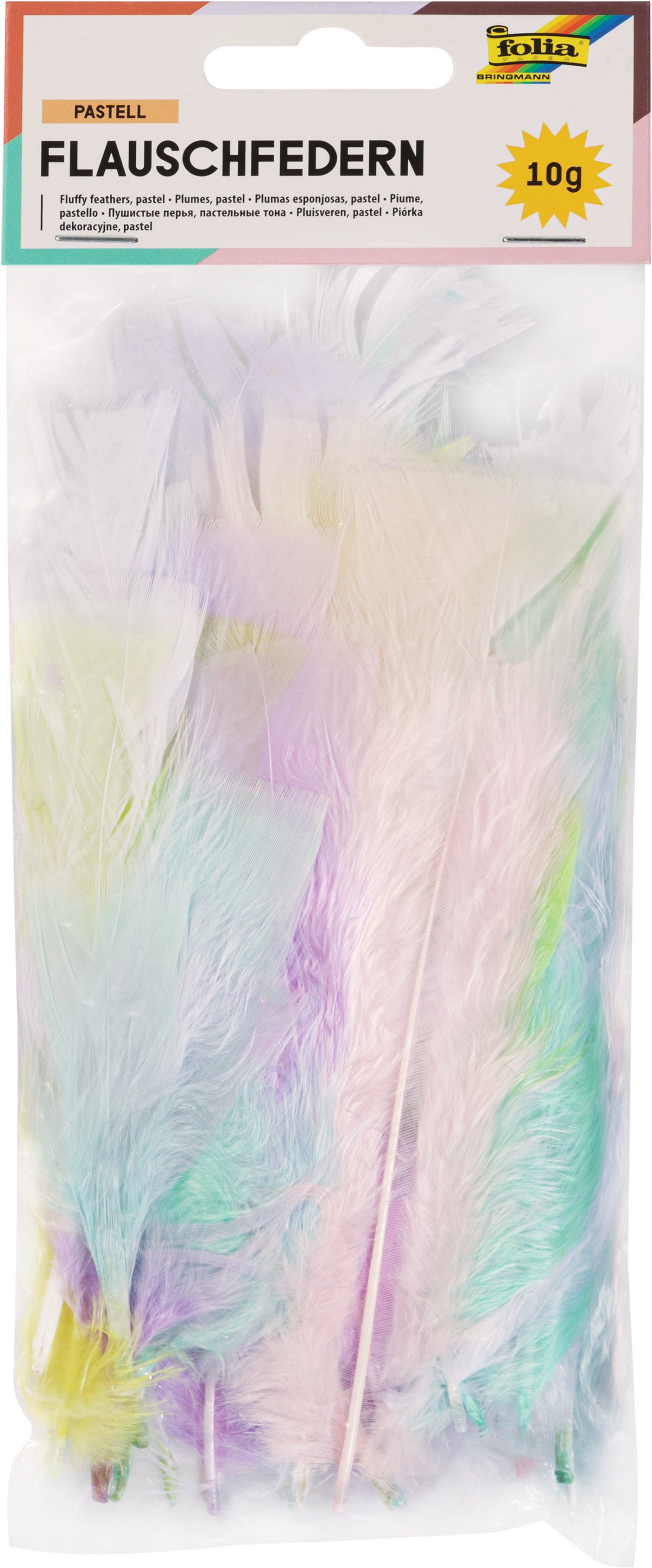 Folia Flauschfedern, Pastell, 9 × 1 × 23 cm, 13 g, 53219