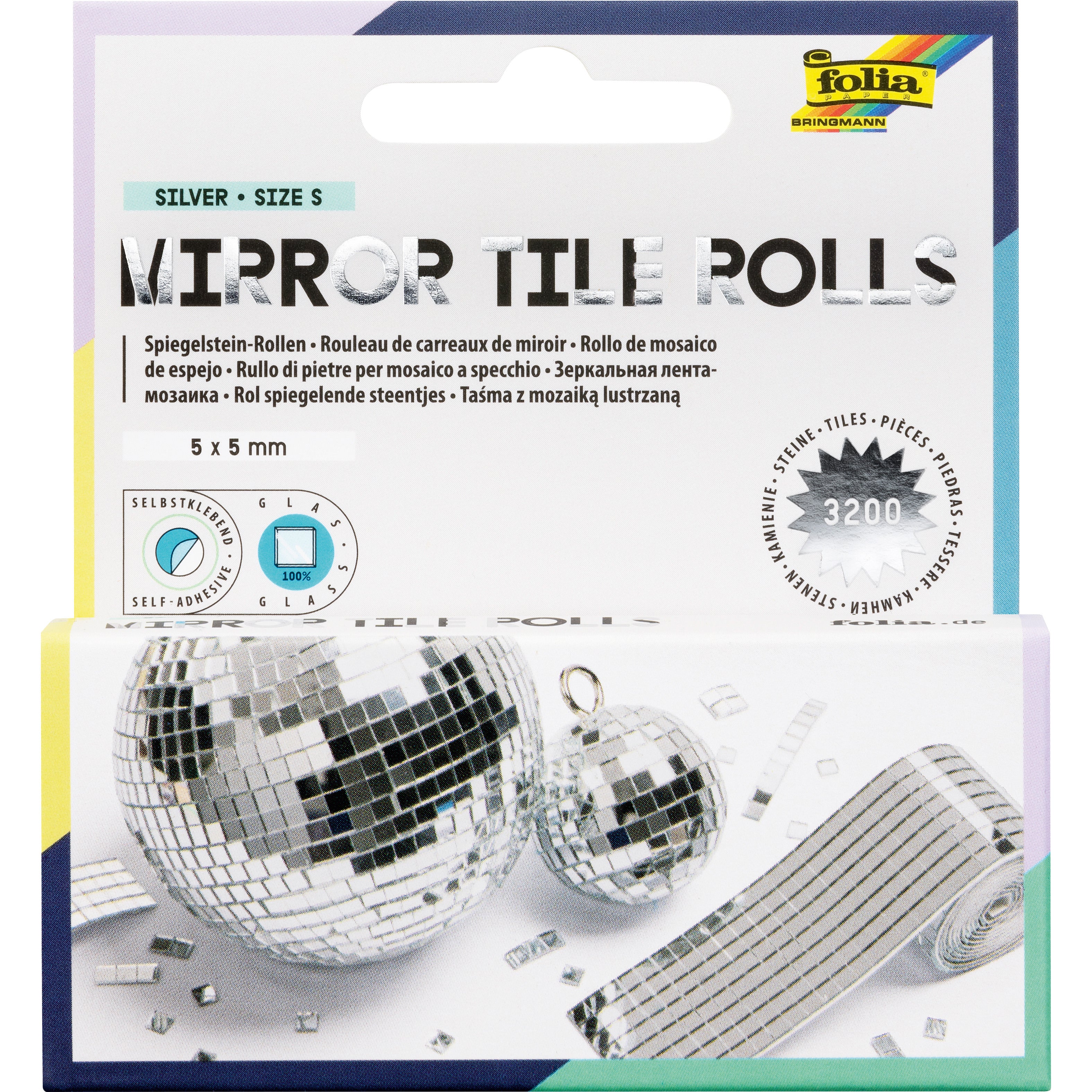 Folia Spiegelstein-Rolle, Steine 5 × 5 mm, 40 mm × 1 m, Set à 2 Rollen