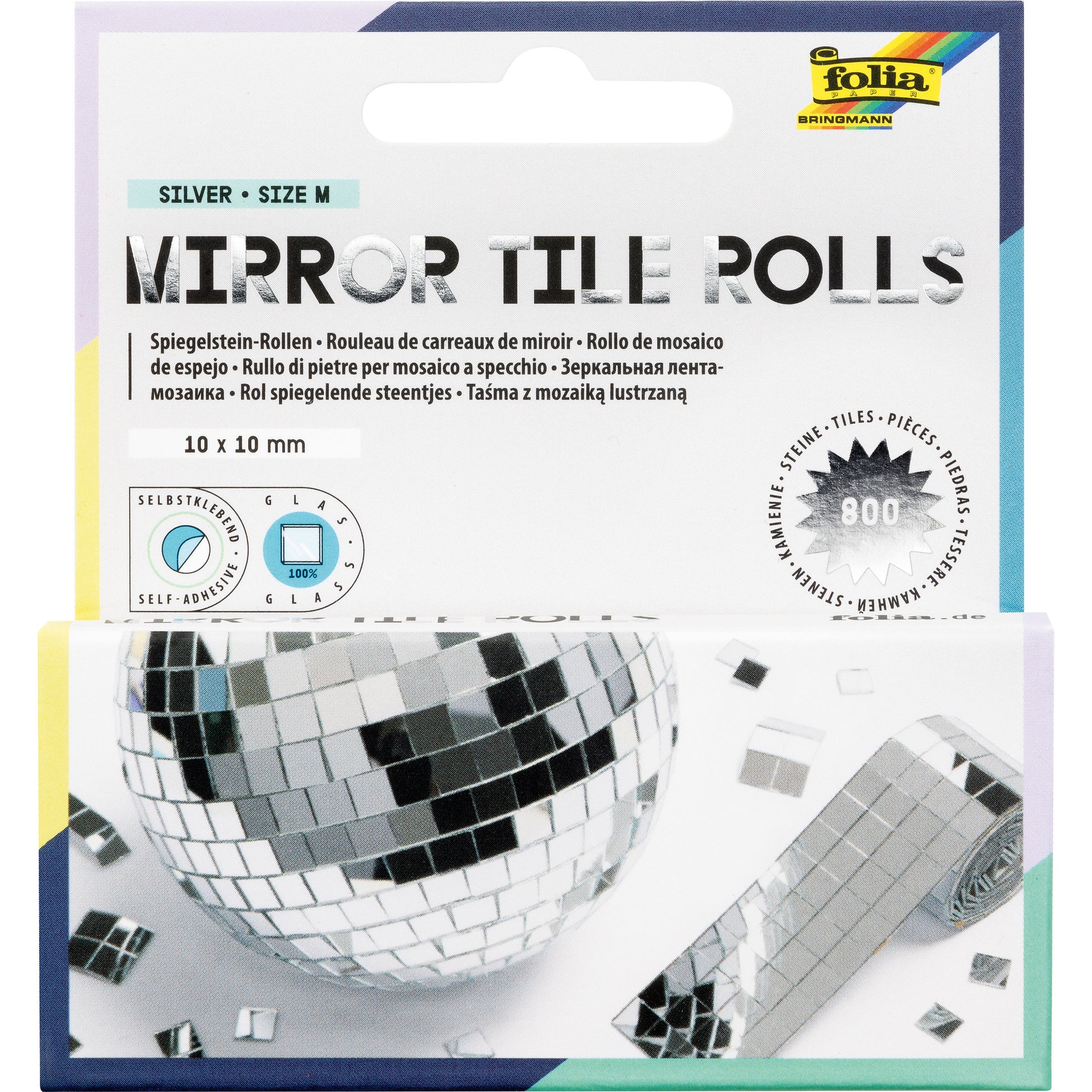 Folia Spiegelstein-Rolle, selbstklebend, 40 mm × 1 m, Set à 2 Rollen