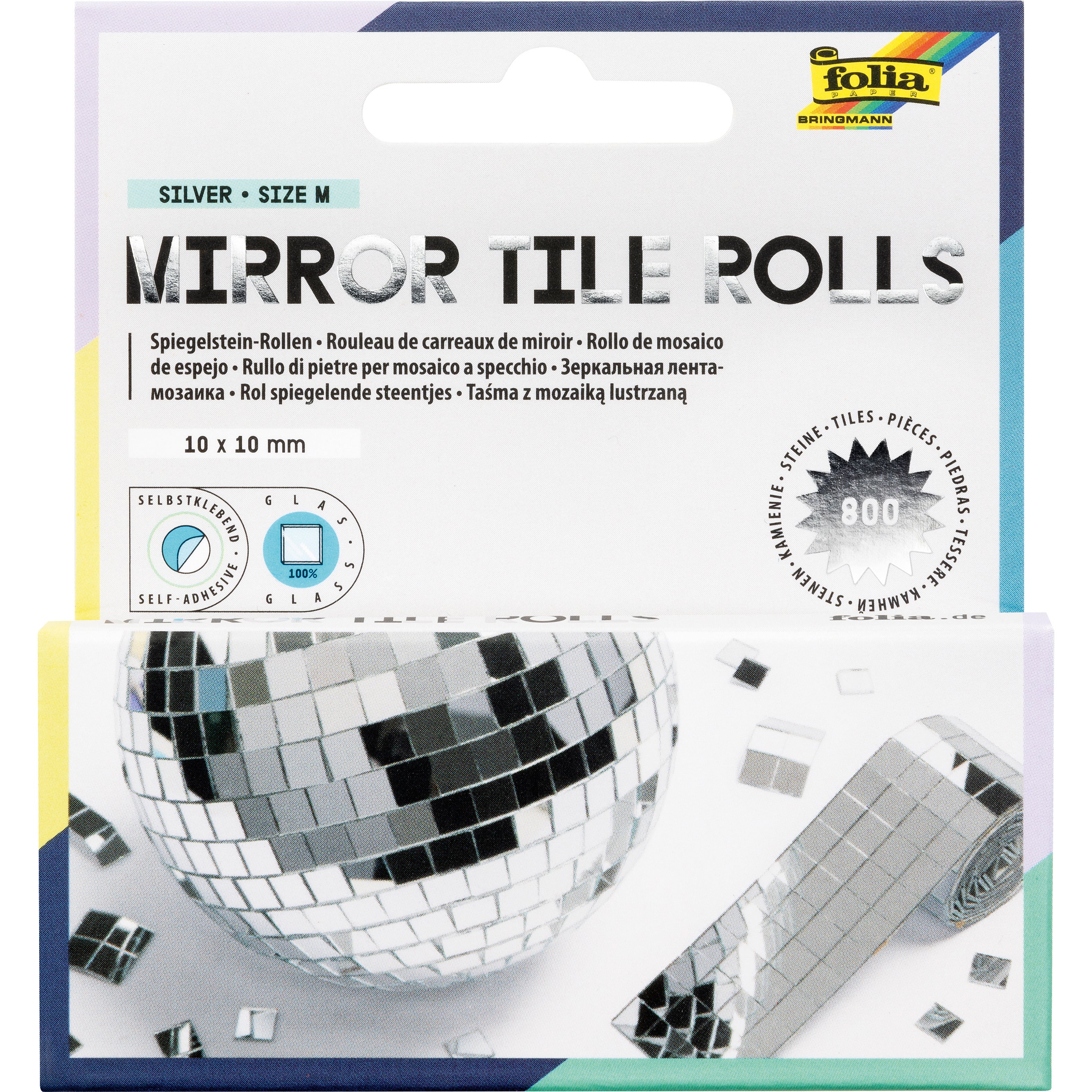 Folia Spiegelstein-Rolle, selbstklebend, 40 mm × 1 m, Set à 2 Rollen