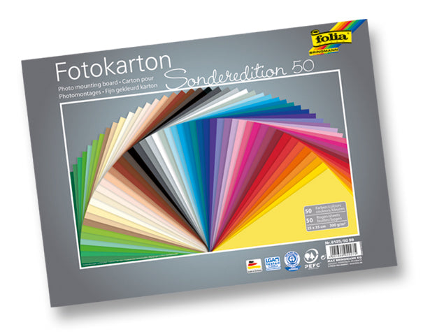 Folia Fotokarton – 25 × 35 cm, mehrfarbig, 300 g/m² – 50 Blatt