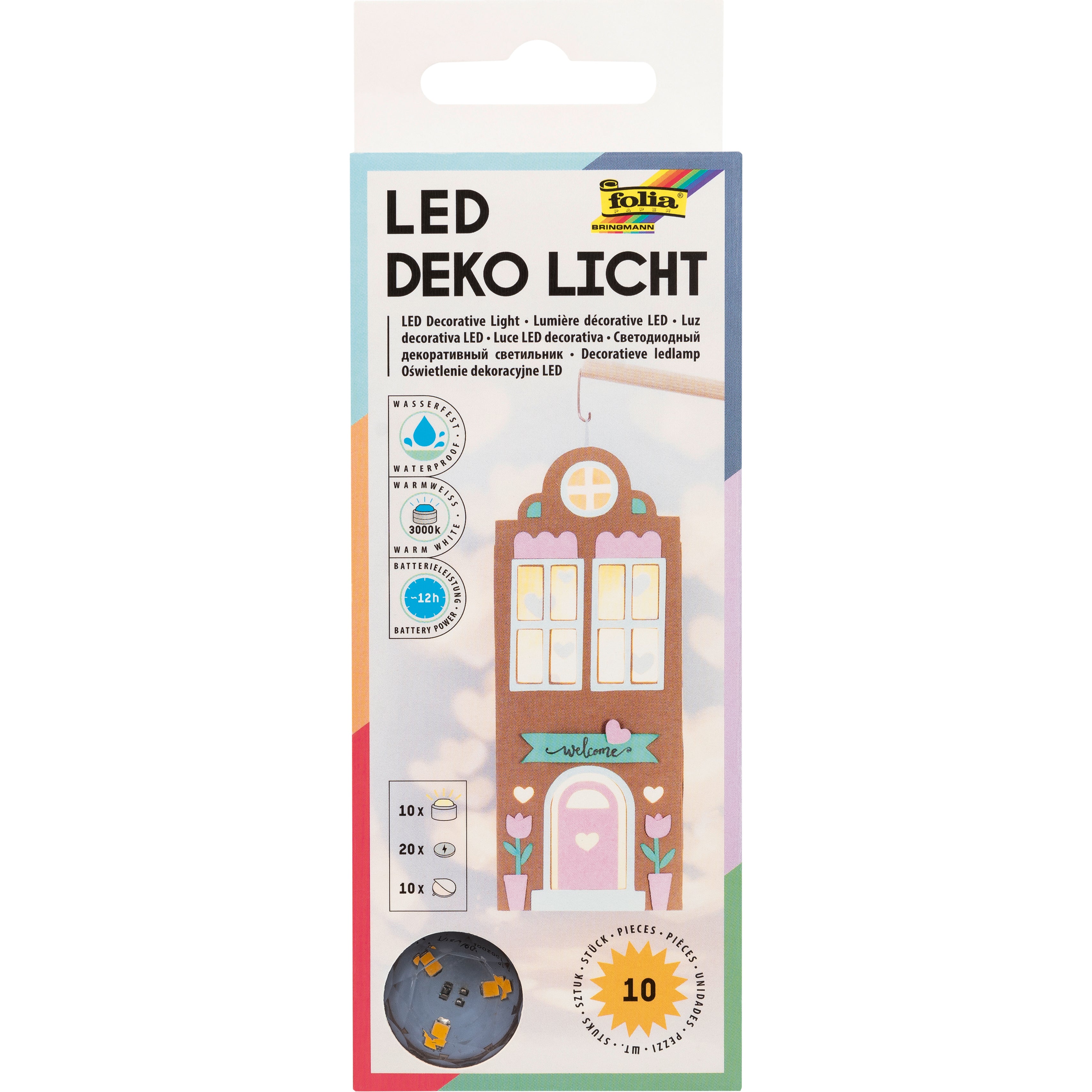 Folia LED-Teelicht 983 – 10 Stk., Ø 6,5 × 3,0 cm, warmweiss, 12 h Laufzeit