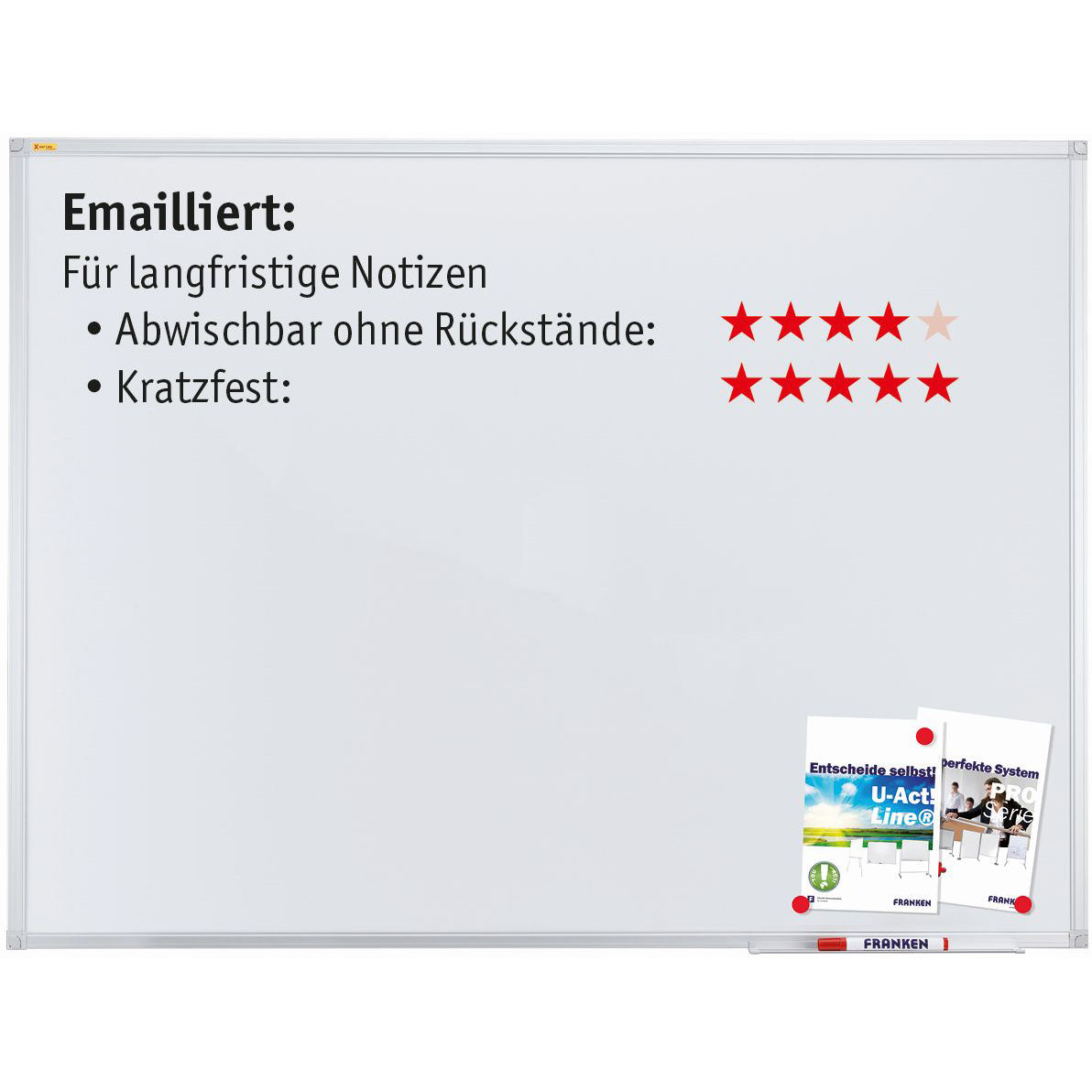 Franken X-tra Line Whiteboard – Emaille, magnetisch – 180 × 120 cm