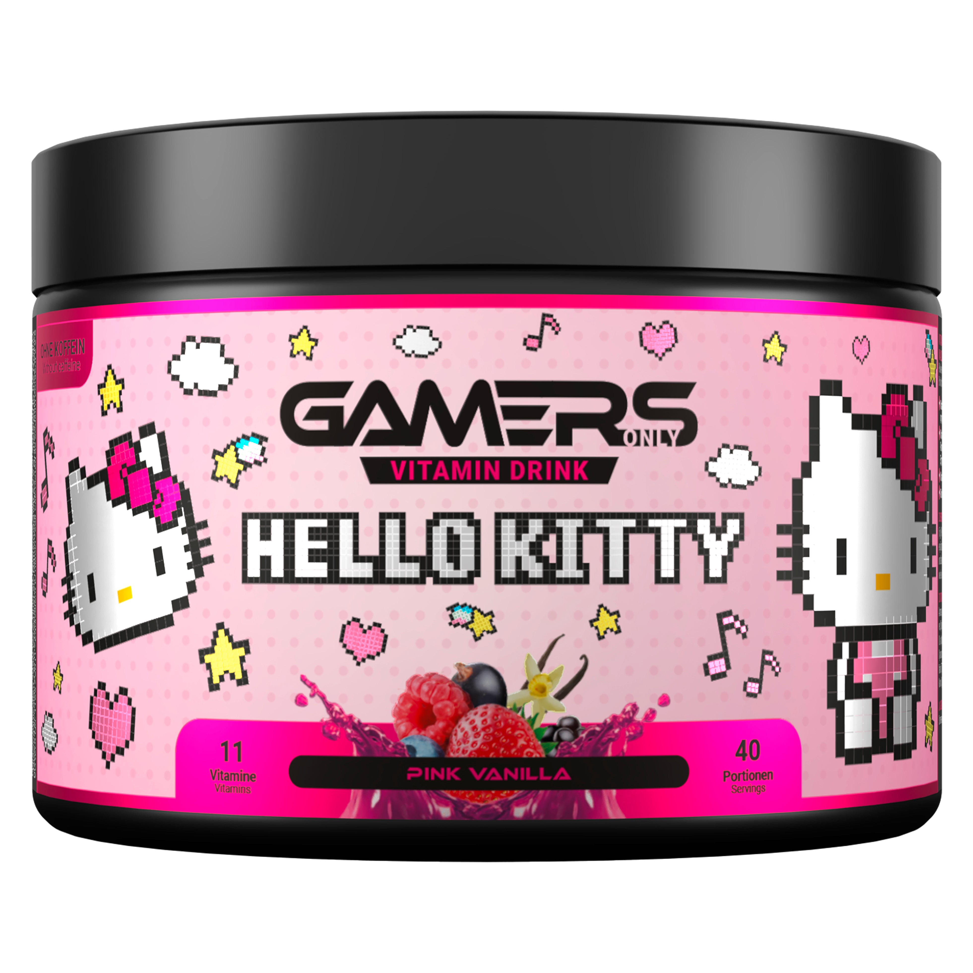 Gamersonly Getränkepulver Hello Kitty, Pink Vanilla – 266 g, zuckerfrei, koffeinfrei