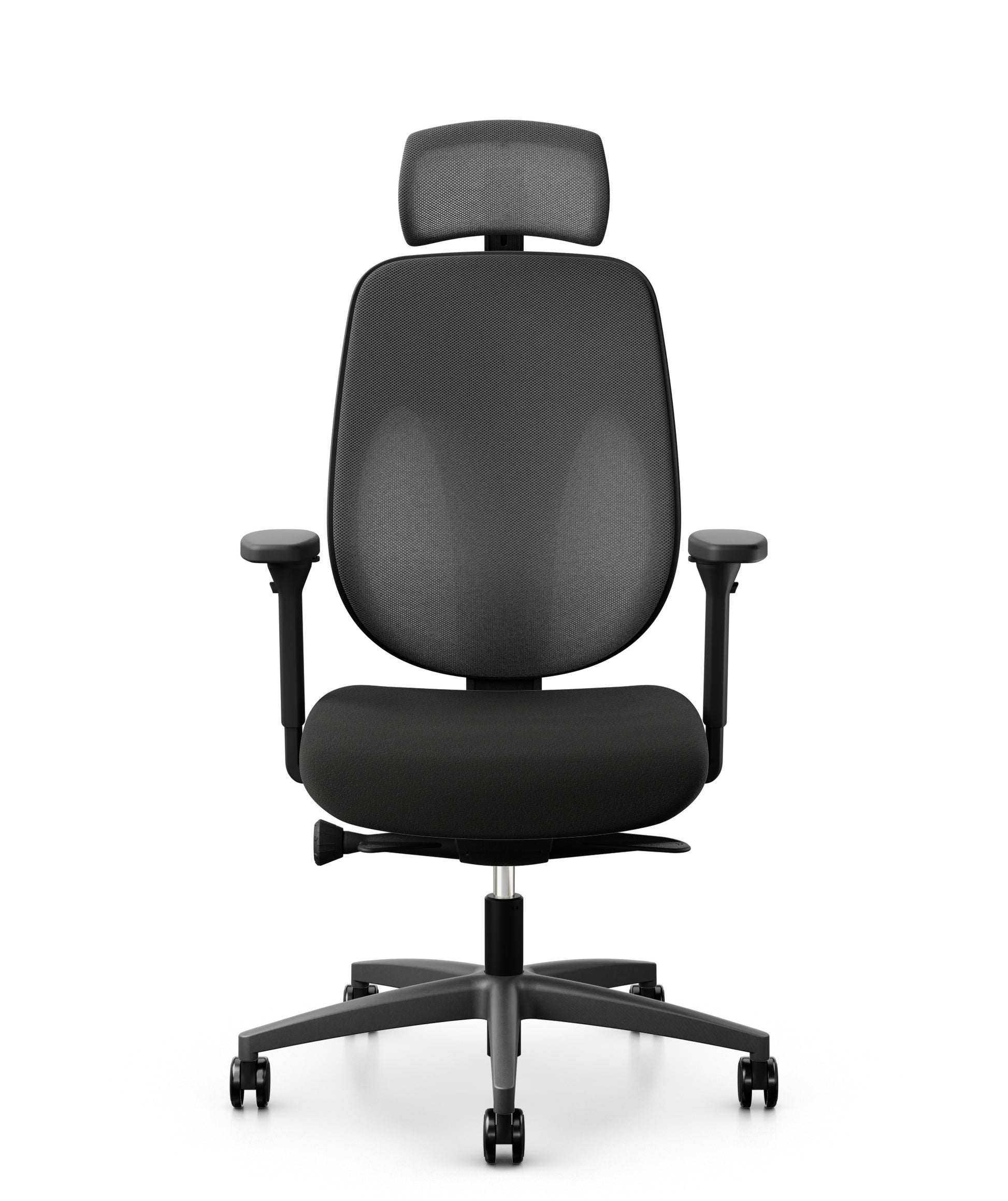 Giroflex 353 ERGO Plus Bürostuhl – Polsterrücken – Schwarz, 4D-Armlehnen, mit Kopfstütze