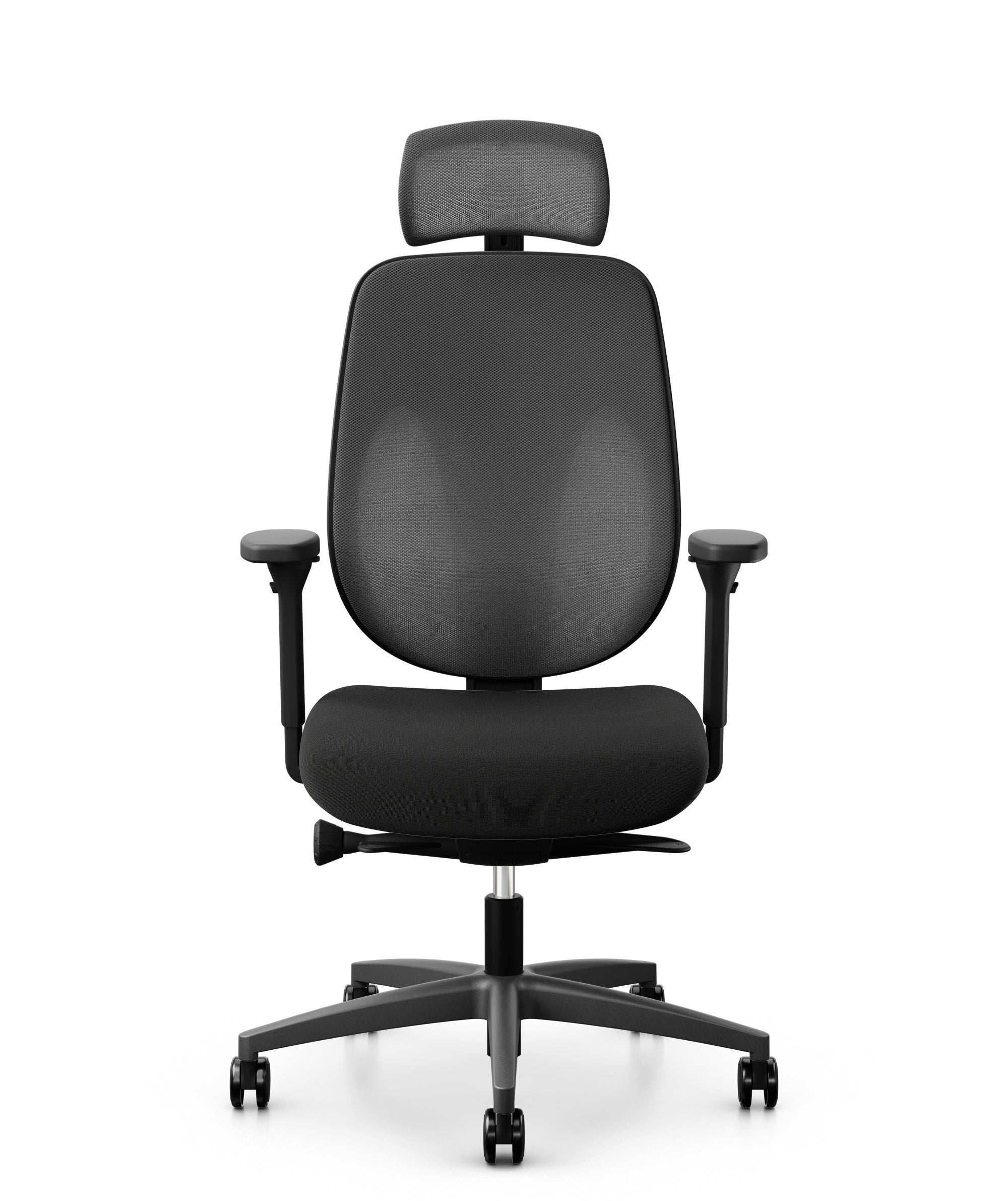 Giroflex 353 ERGO Plus Bürostuhl – Polsterrücken – Schwarz, 4D-Armlehnen, mit Kopfstütze