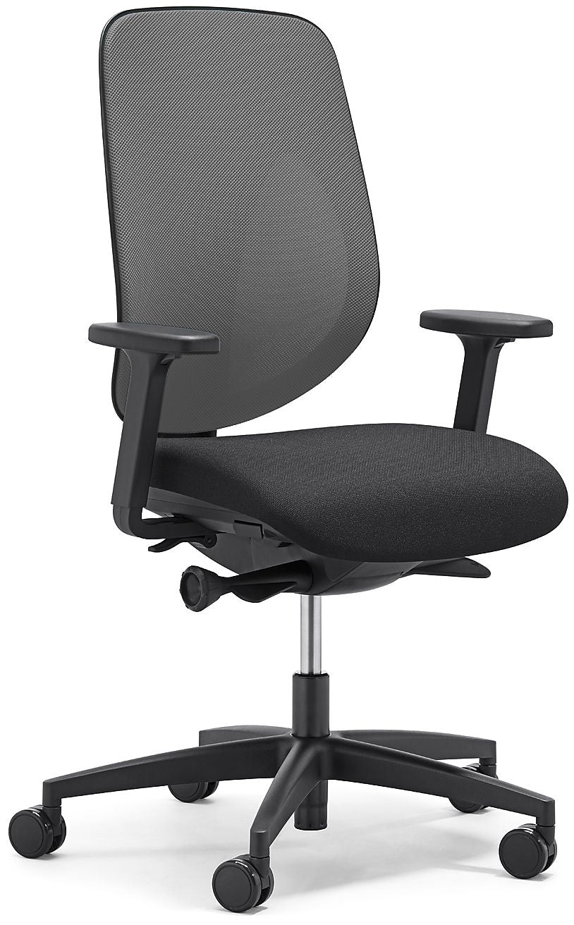 Giroflex 353 Bürostuhl – Netzrücken – Anthrazit, 2D-Armlehnen, Synchronmechanik