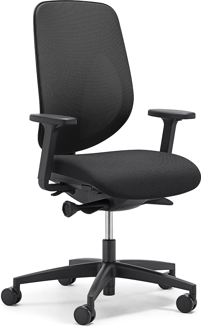 Giroflex 353 Bürostuhl – Netzrücken – Schwarz, 2D-Armlehnen, Synchronmechanik