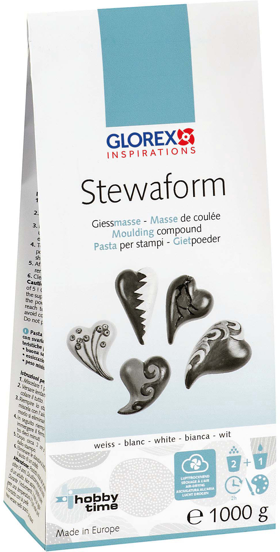GLOREX Giessmasse, Weiss, 10 × 7,5 × 20 cm, 1,0 kg, 62606500