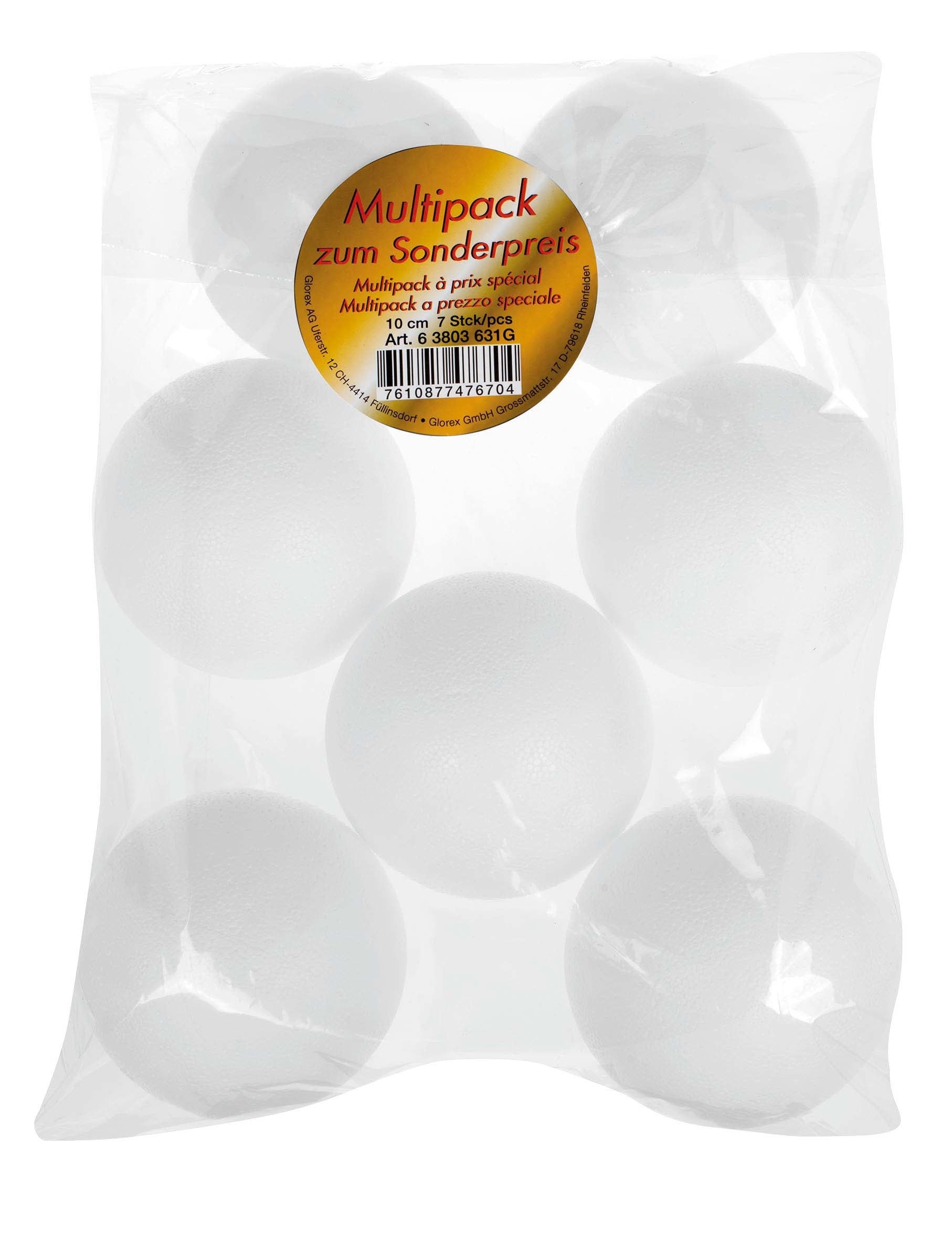 GLOREX Styroporkugeln, Styropor, Weiss, Ø 10 cm, 7 Stk., 63803631G