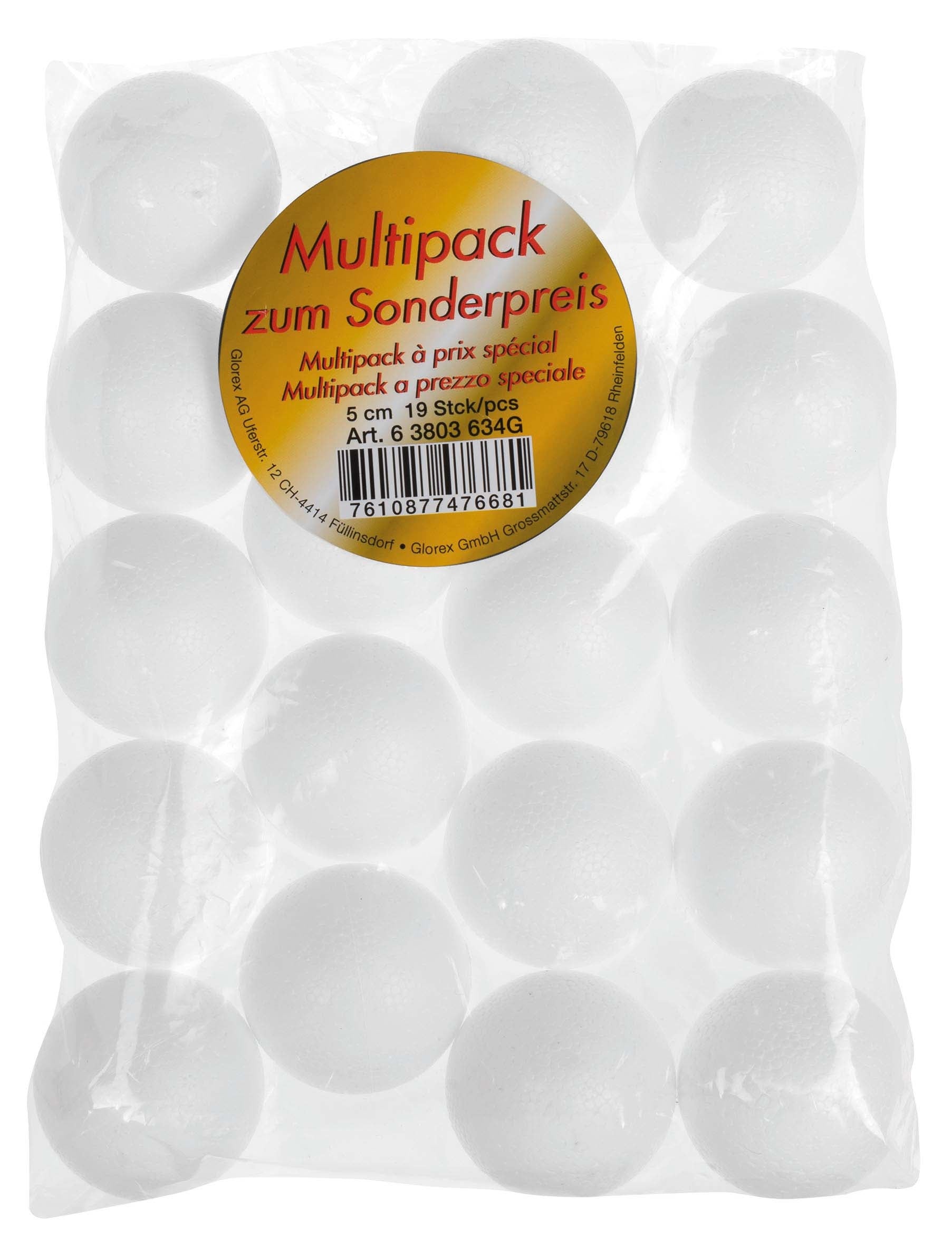 GLOREX Styroporkugeln, Weiss, Ø 5 cm, 19 Stk., 63803634G