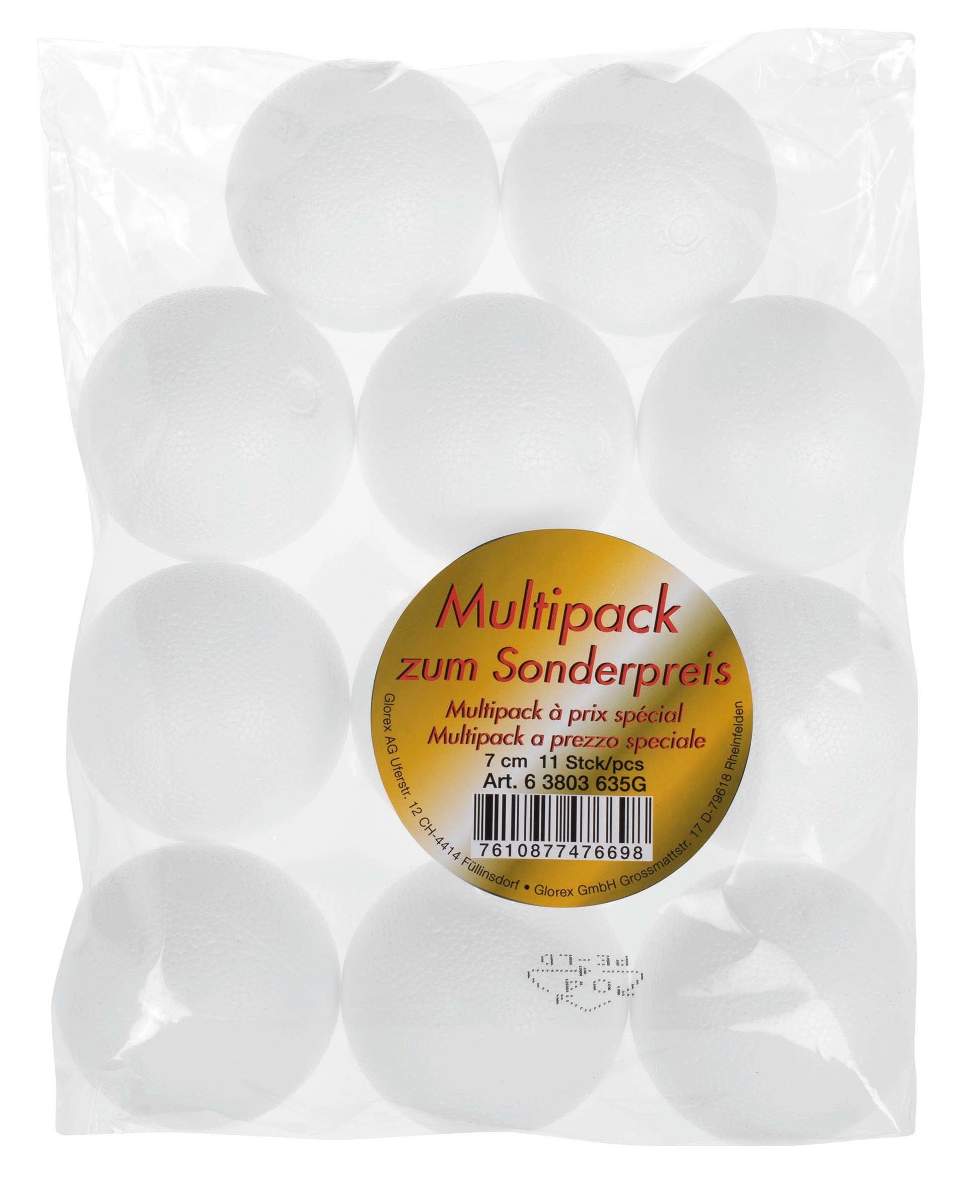 GLOREX Styroporkugeln, Styropor, Weiss, Ø 7 cm, 256 g, 11 Stk., 63803635G