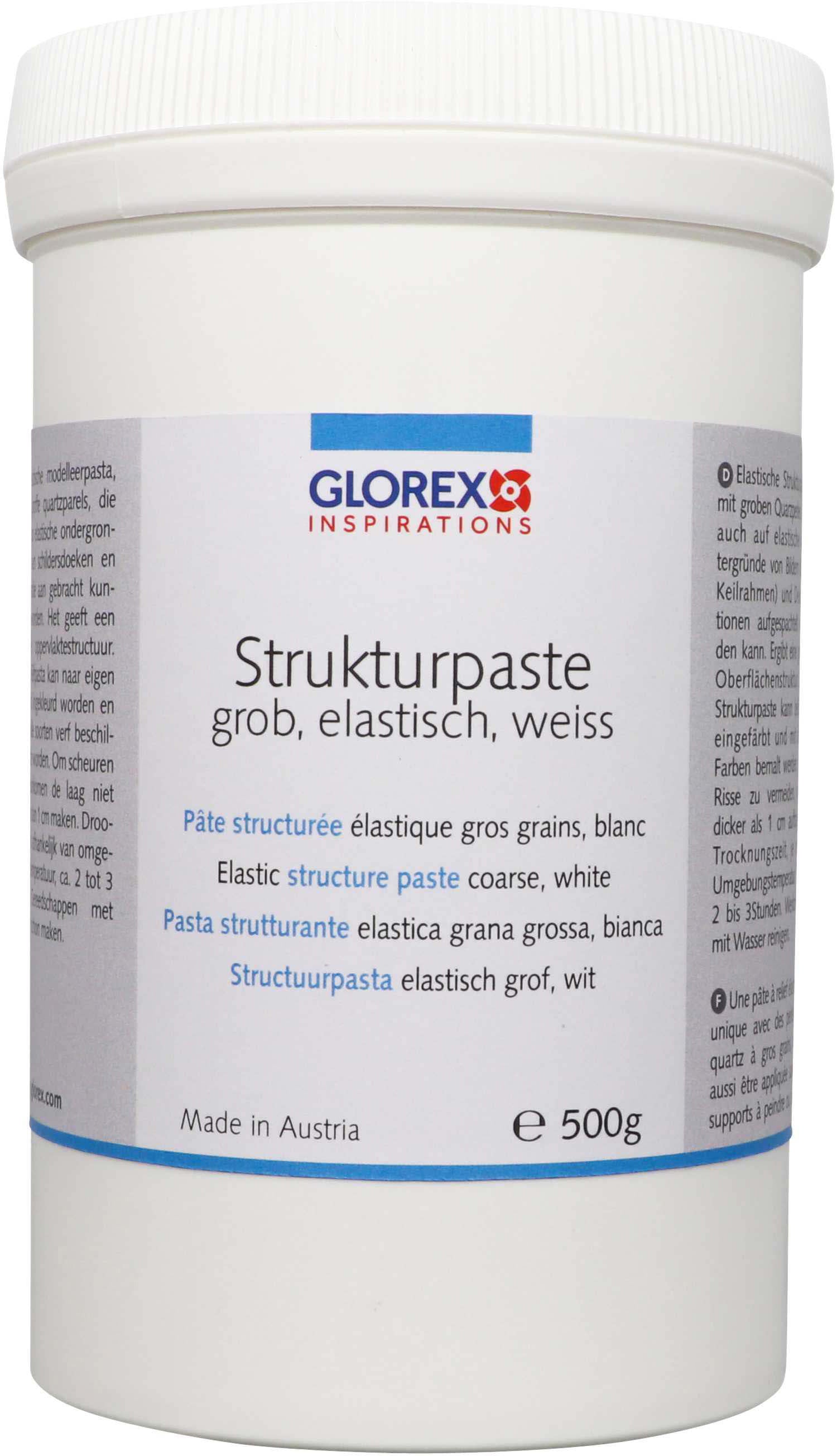 GLOREX Strukturpaste – Weiss, grob – 500 g – für Keilrahmen, Dekorationen