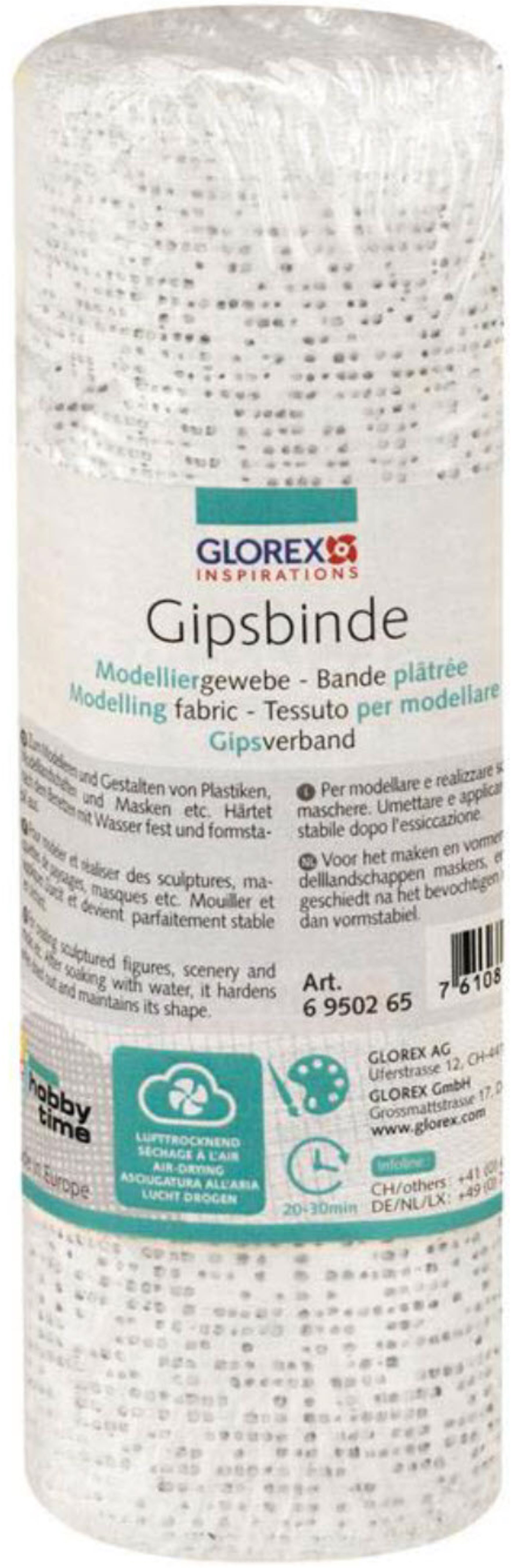 GLOREX Gipsbinde, Modelliergewebe, 16 cm × 2 m, 139 g, 6950265