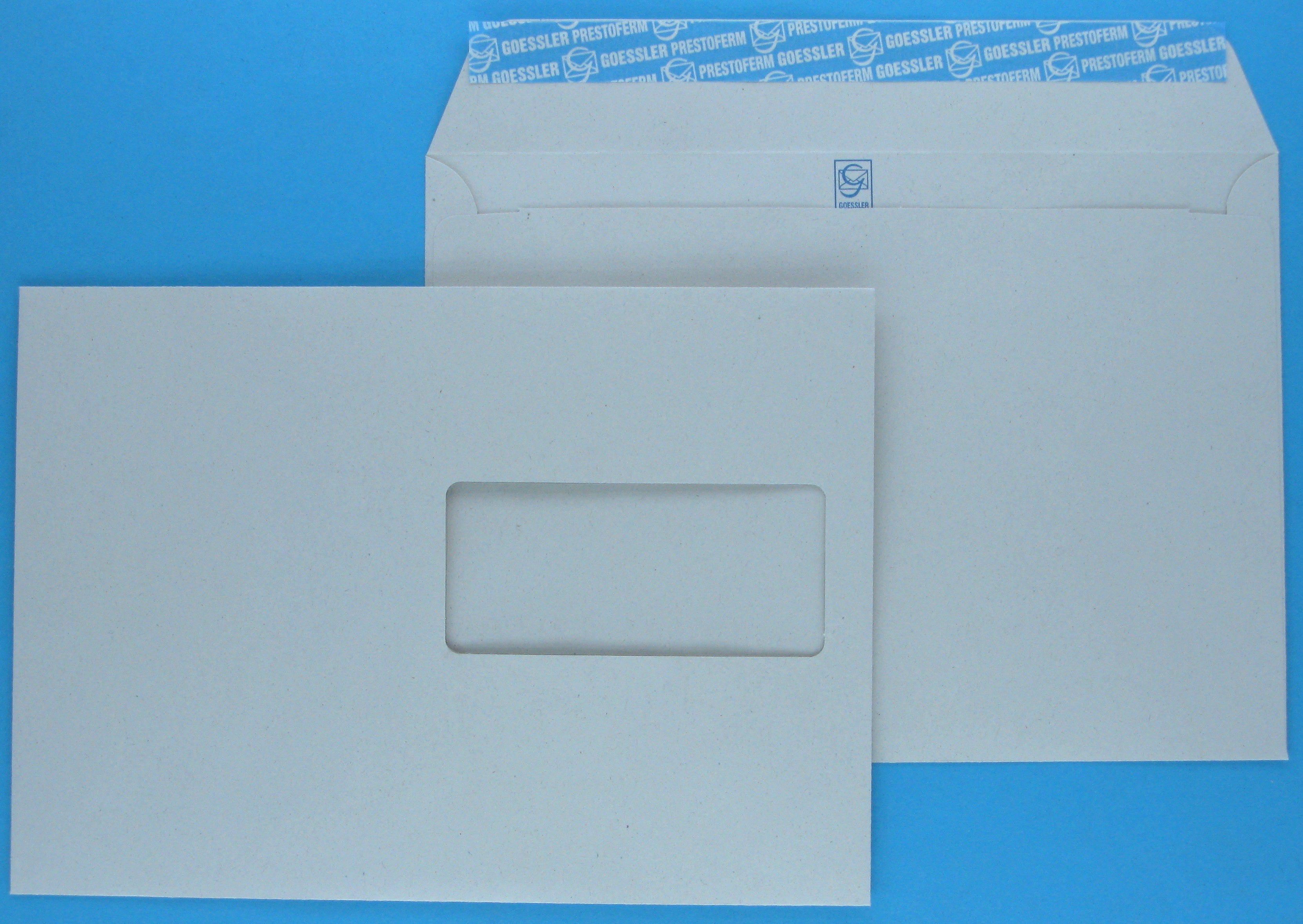 Goessler Couvert C5, mit Fenster, Haftklebung, grau, 100 g/m², Recyclingpapier, Renova – Goessler – 500 Stk.