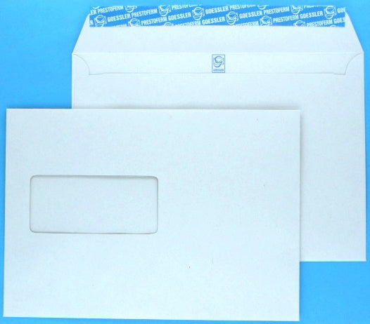 Goessler Couvert C5, mit Fenster, Haftklebung, grau, 100 g/m², Recyclingpapier – 500 Stk.