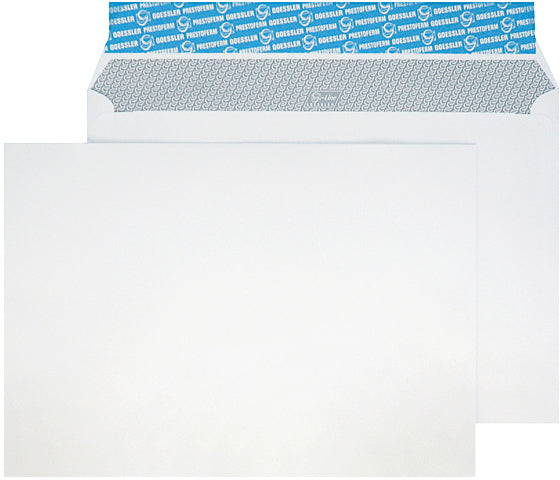 Goessler Couvert C4, ohne Fenster, selbstklebend, weiss, 120 g/m², mit grauem Innendruck – 250 Stk.