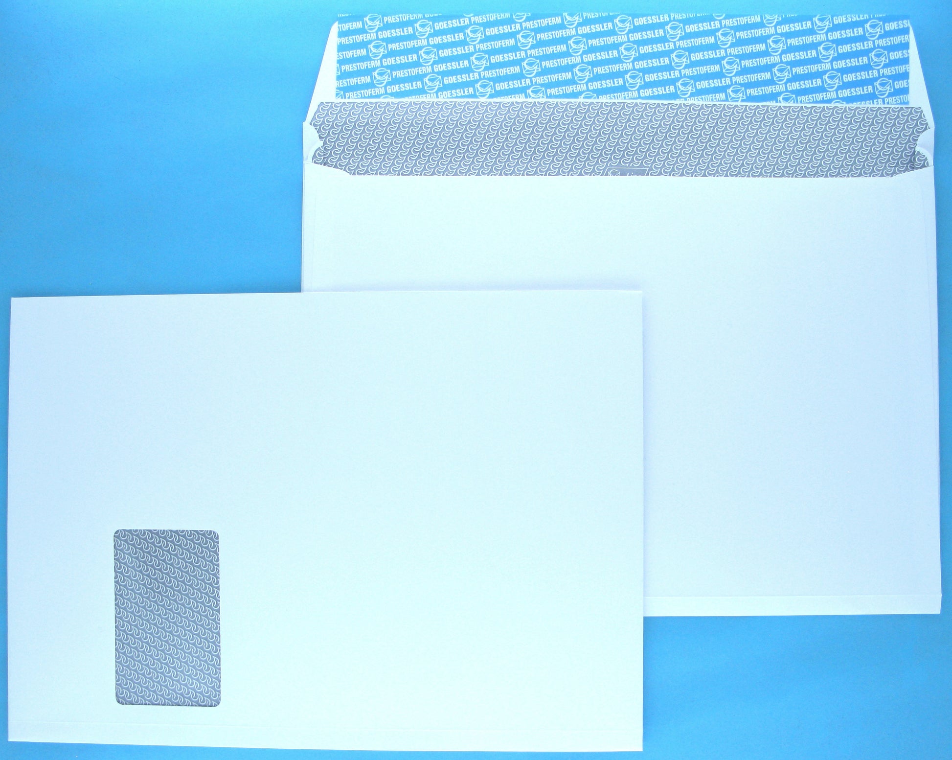 Goessler Seitenfaltentasche C4, mit Fenster, Haftklebung, Weiss, 120 g/m², mit Innendruck – Goessler – 100 Stk.