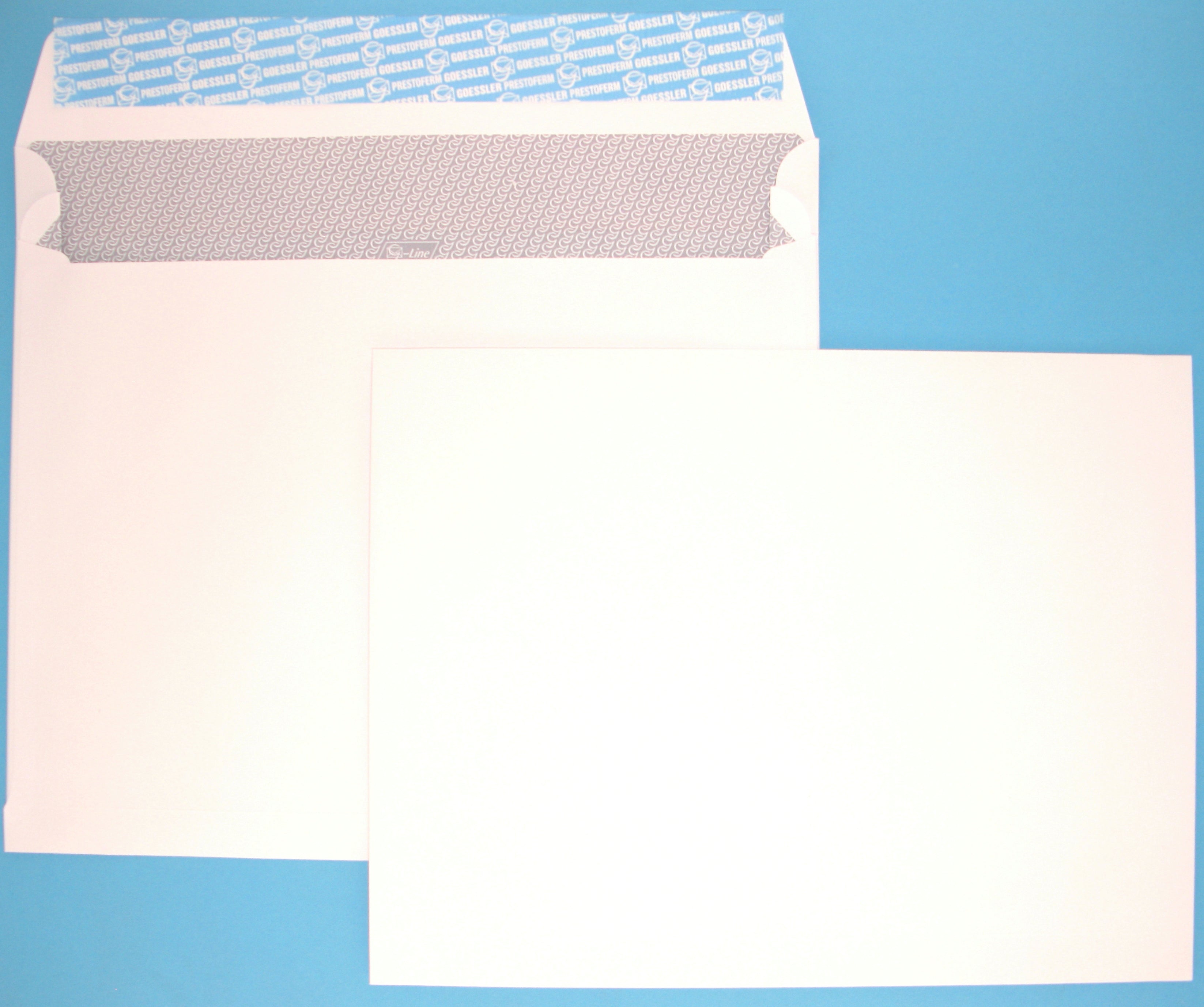 Goessler Seitenfaltentasche C4, ohne Fenster, Haftklebung, weiss, 140 g/m², mit Innendruck – 100 Stk.