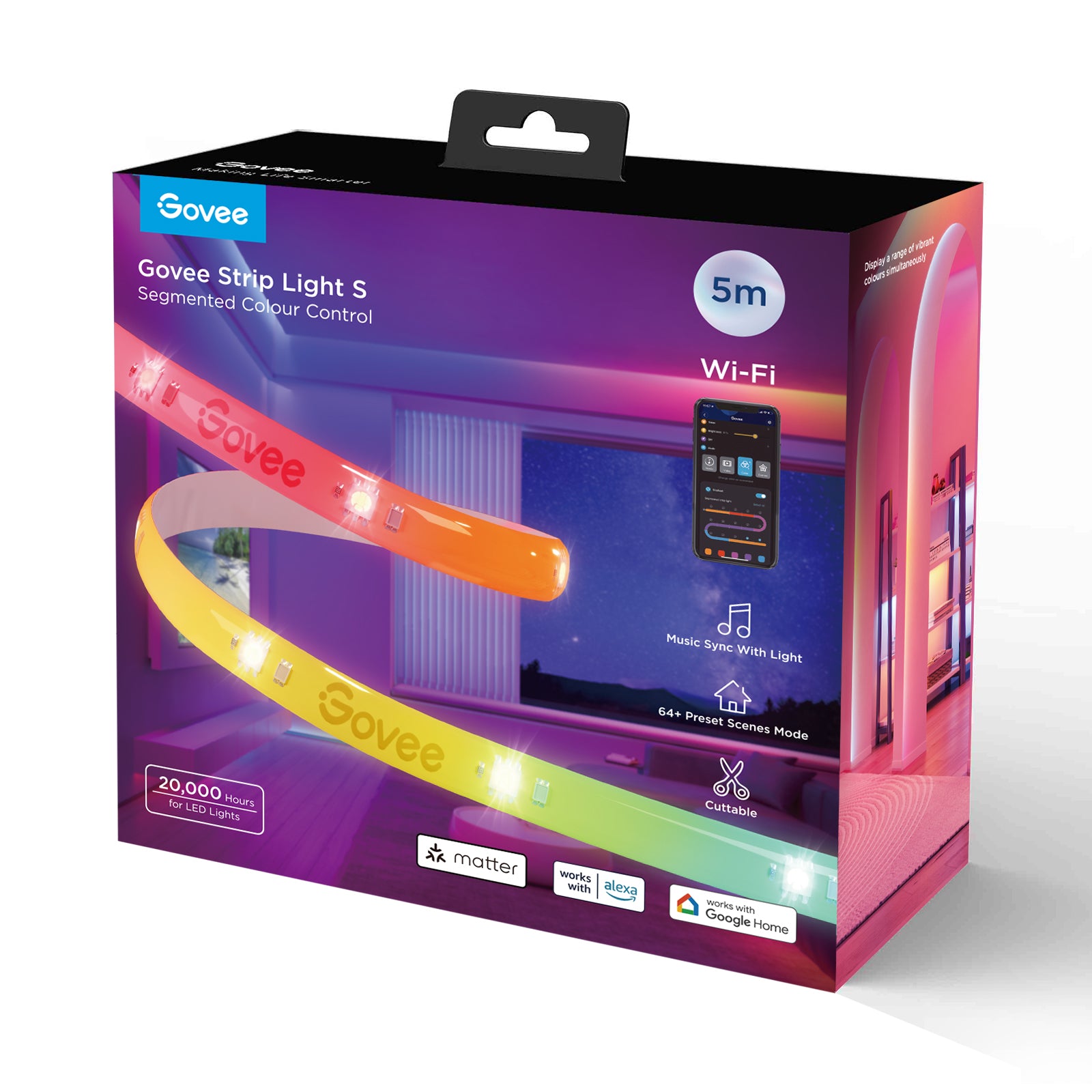 Govee LED-Strip S H612ACD1 – 5 m, RGBIC, WiFi/BT, für Alexa/Google/Matter