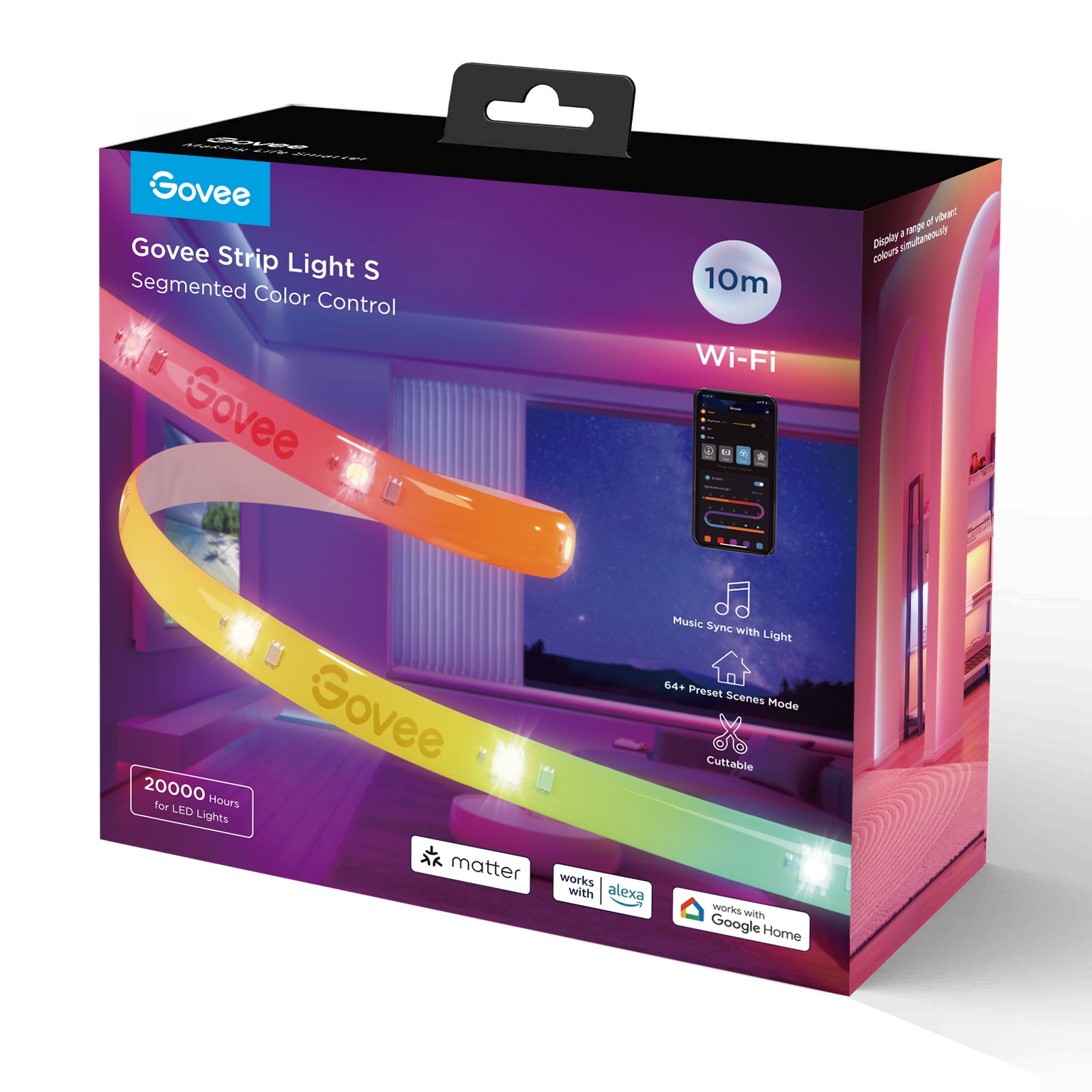 Govee LED-Strip S H612CCD1 – 10 m, RGBIC, WiFi/BT, für Alexa/Google/Matter, nicht schneidbar