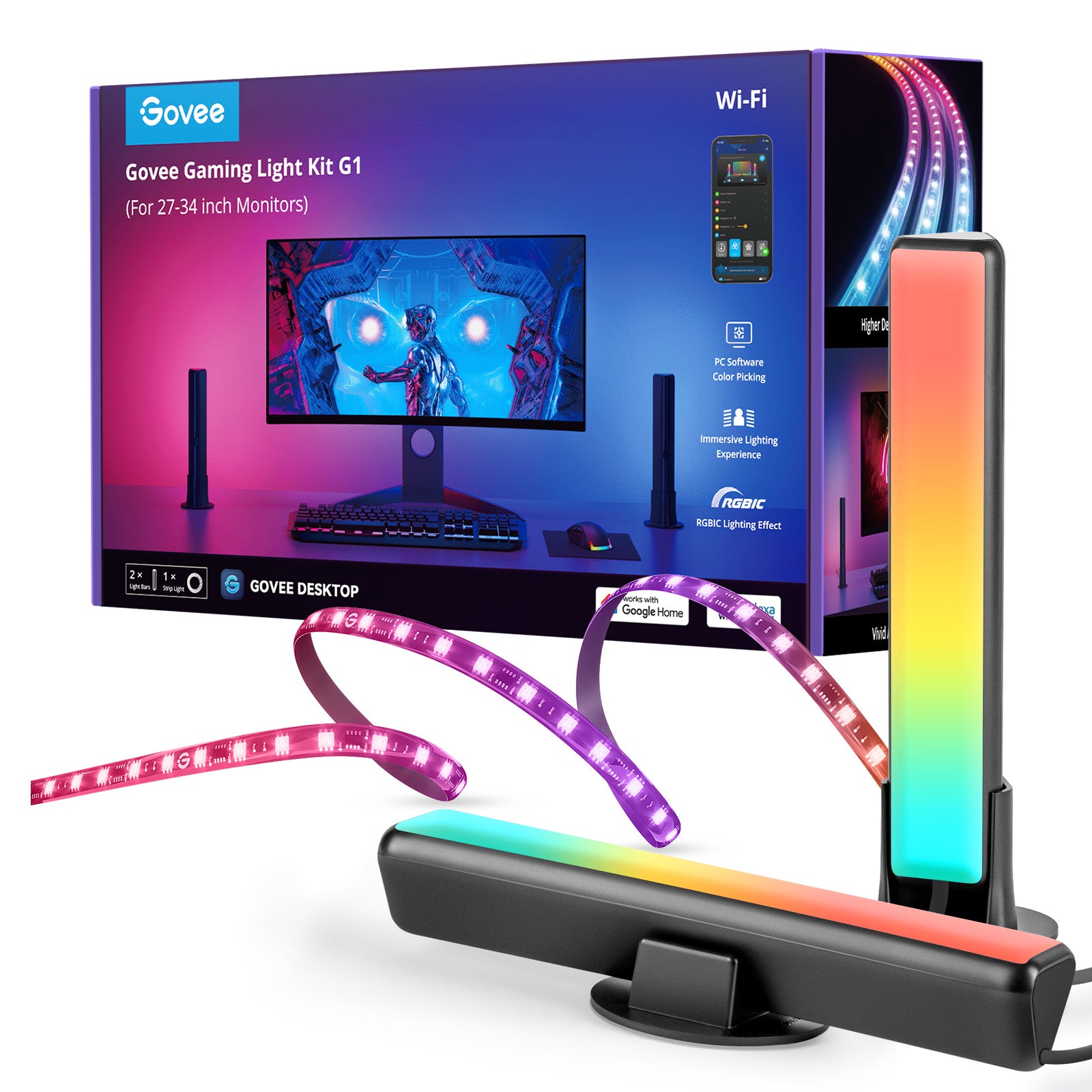 Govee Lightbar H6608 – Kit, für 27–34" Monitor, WiFi/BT, für Alexa/Google/Siri, Musik-Modus