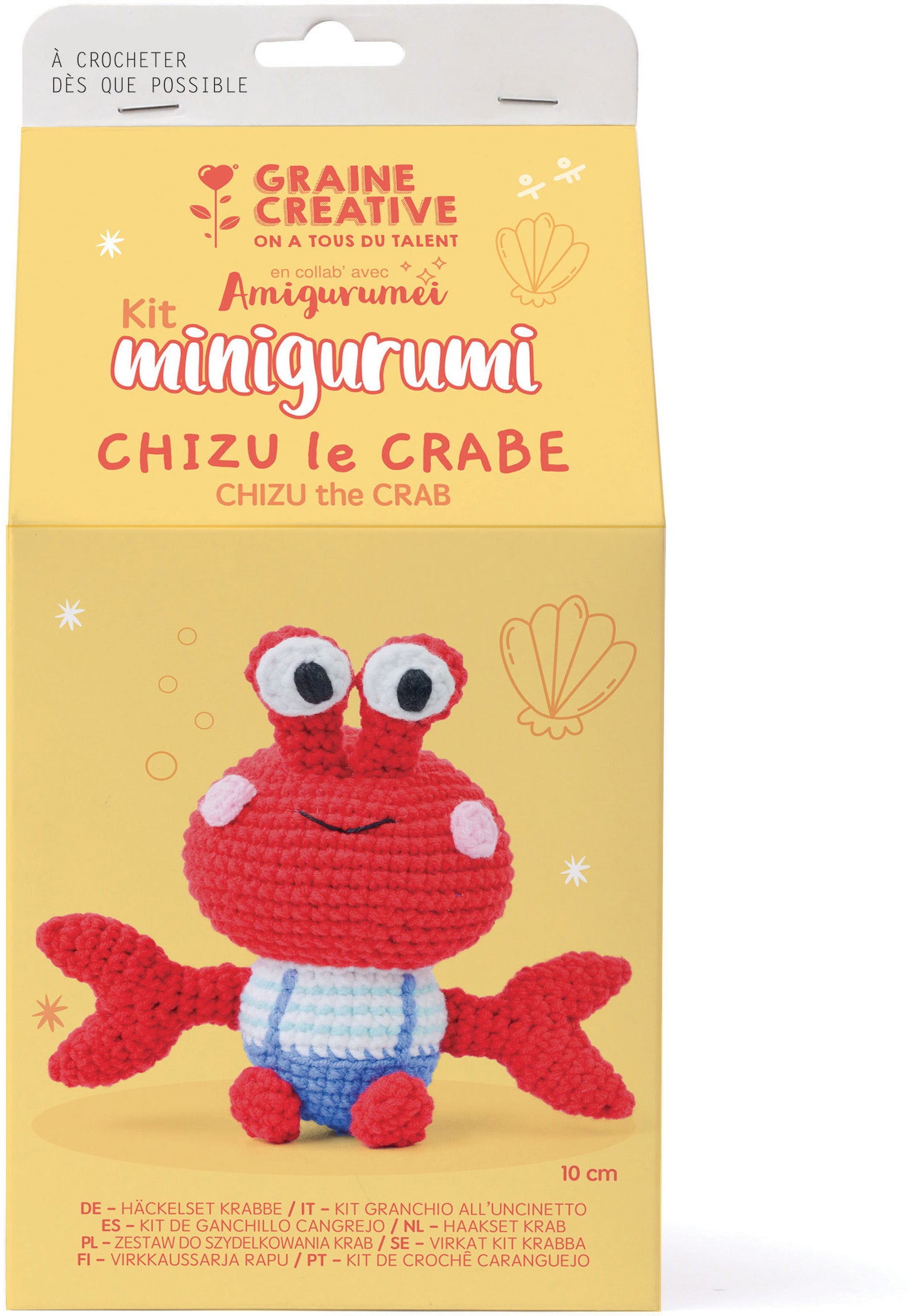 Graine creative GC-420333 Häkelset Krabbe – Häkelnadel 3,5 mm, 114 g, 10,0 cm×20,5 cm×10,0 cm