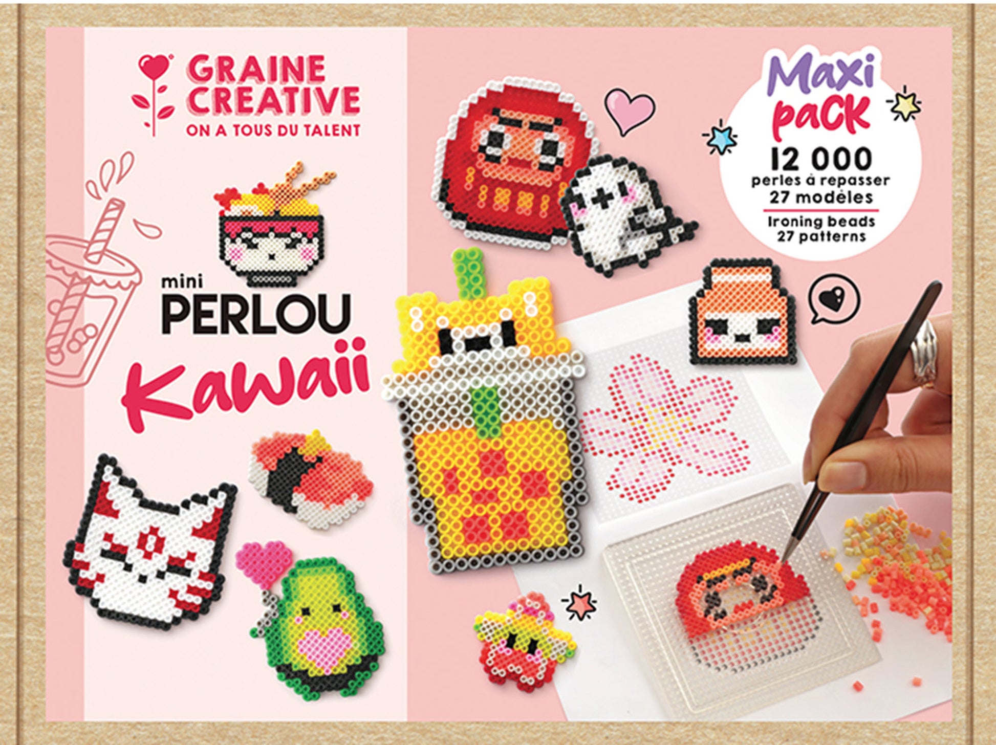 Graine creative Mini Bügelperlen-Set – Kawaii Japan – 27 Vorlagen – GC-731748