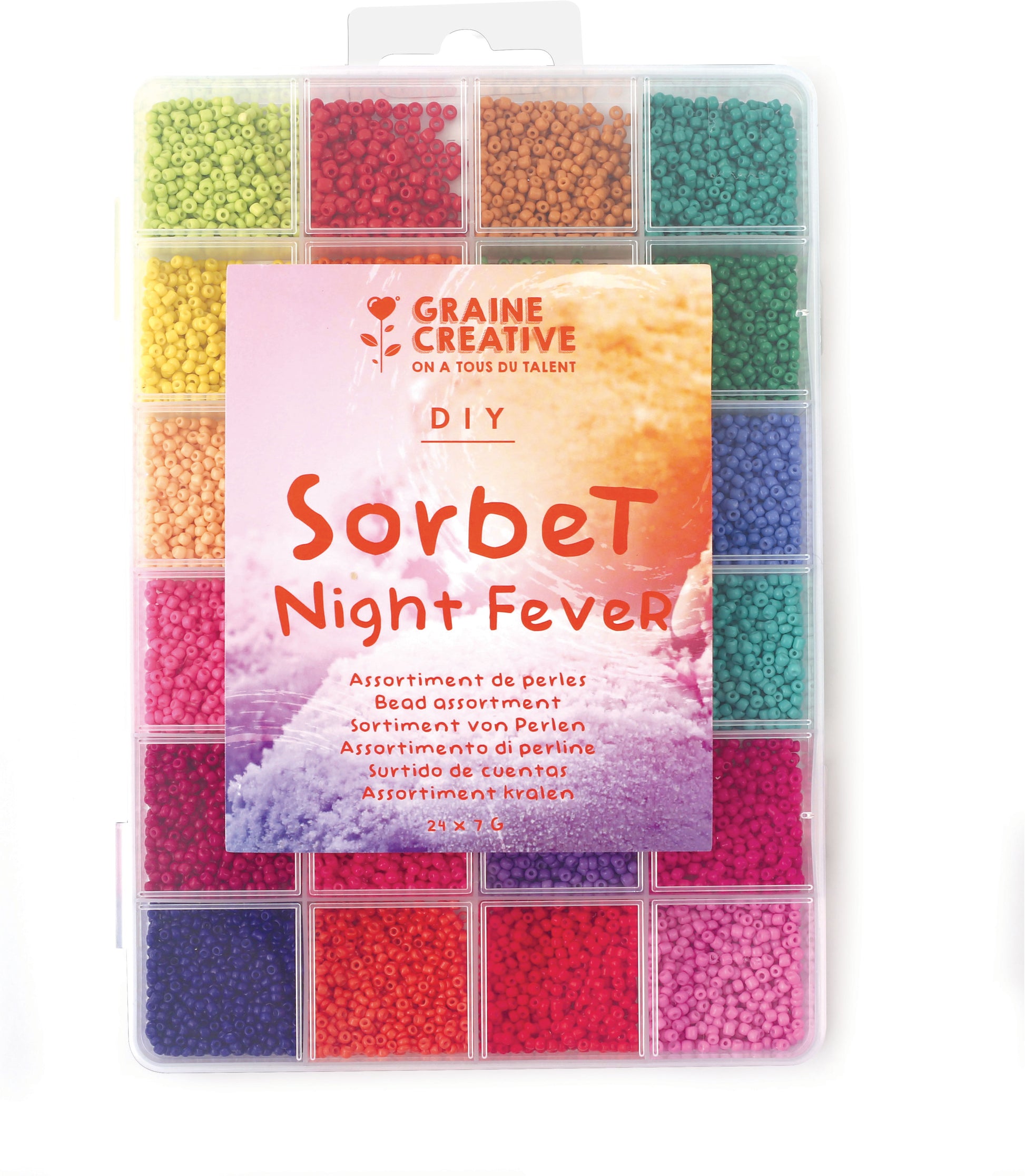 Graine creative Perlenset – Mehrfarbig – 247 g – Sorbet Night Fever (24 Farben)