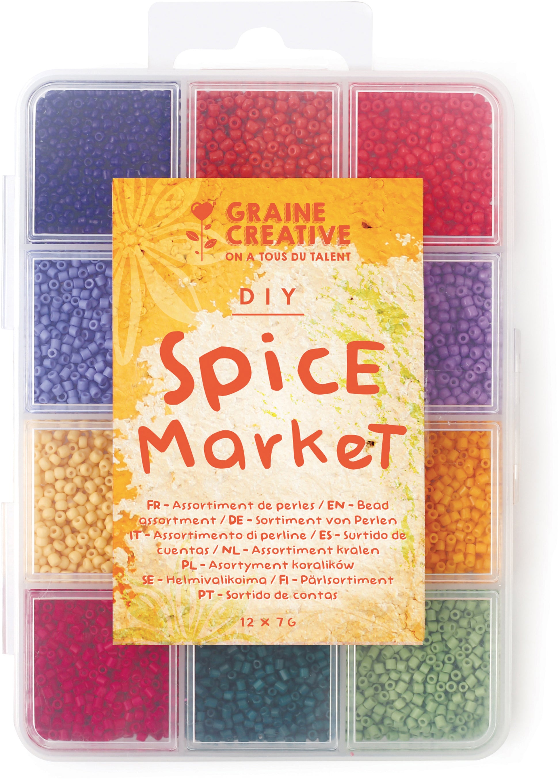 Graine creative Perlenset – Mehrfarbig (12 Farben) – 122 g – Spice Market