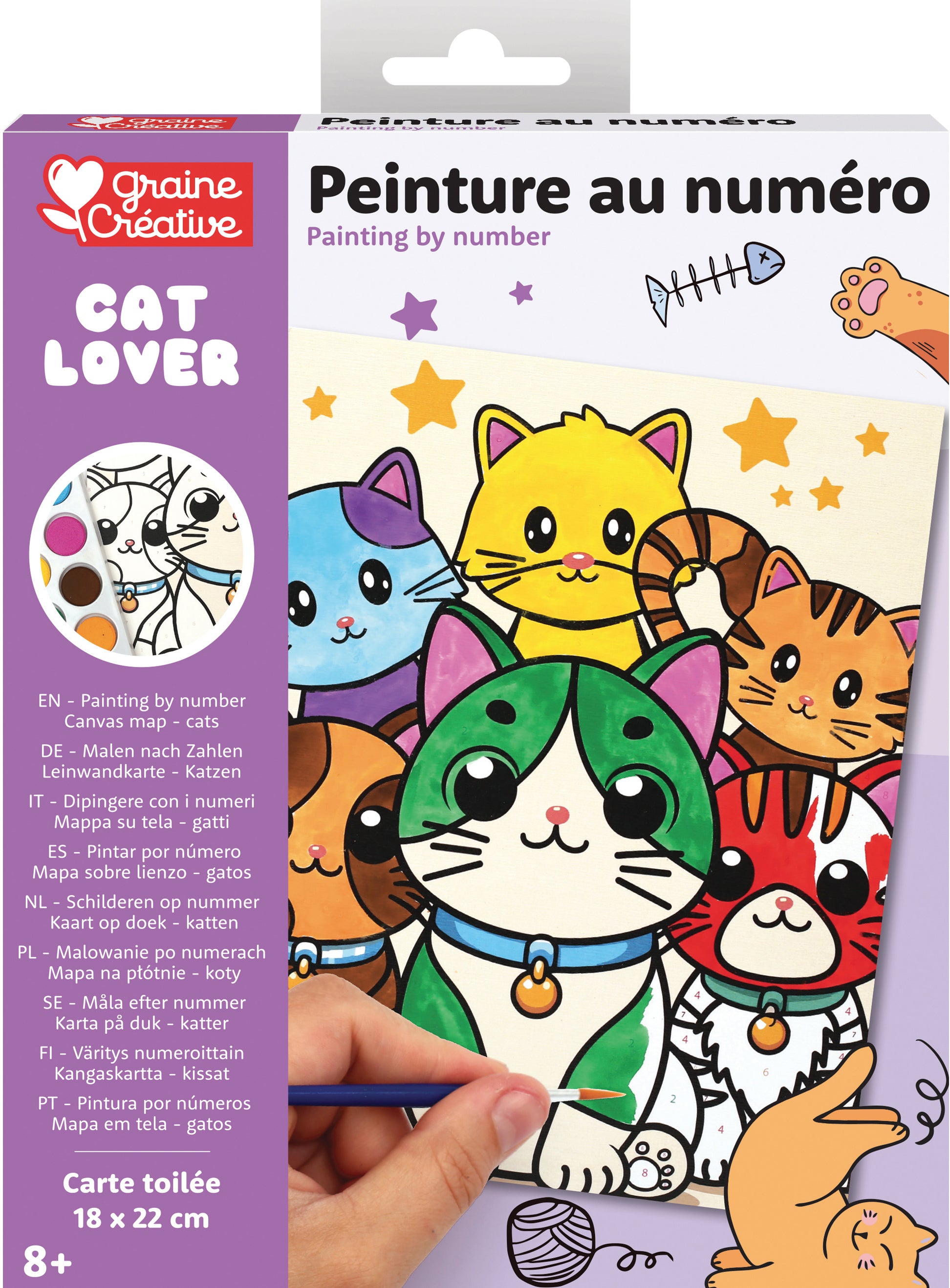 Graine creative Malen-nach-Zahlen-Set – Katzen – 18,5 × 22,5 cm – ab 8 Jahren