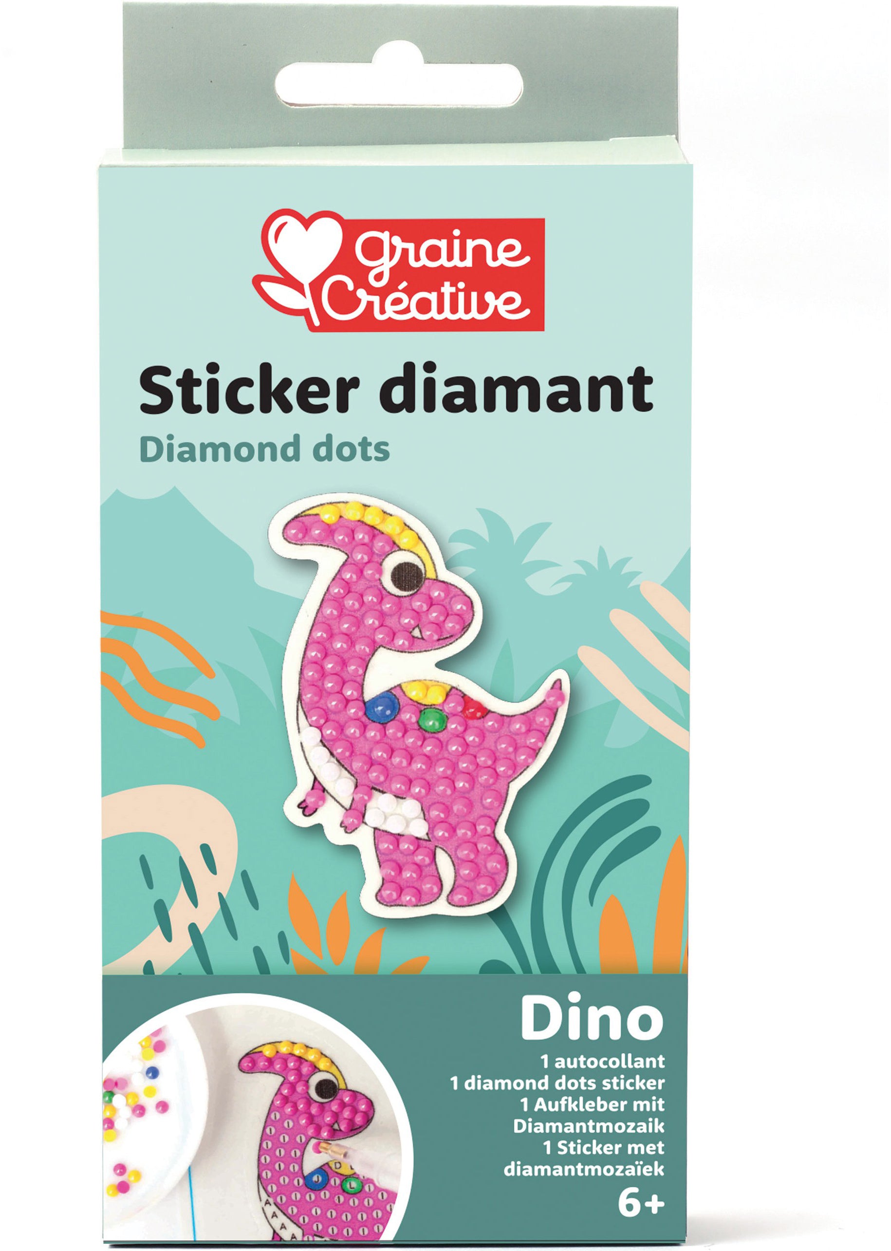 Graine creative Diamond-Painting-Set Dino – 15 × 7 × 2 cm – GC-750273