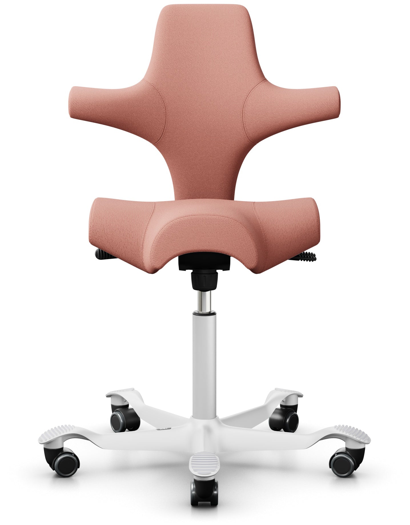 Hag HÅG Capisco 8106 Bürostuhl – Sattelsitz – Pfirsich/Weiss, BalancedMovement-Wippmechanik, 47–65,5 cm